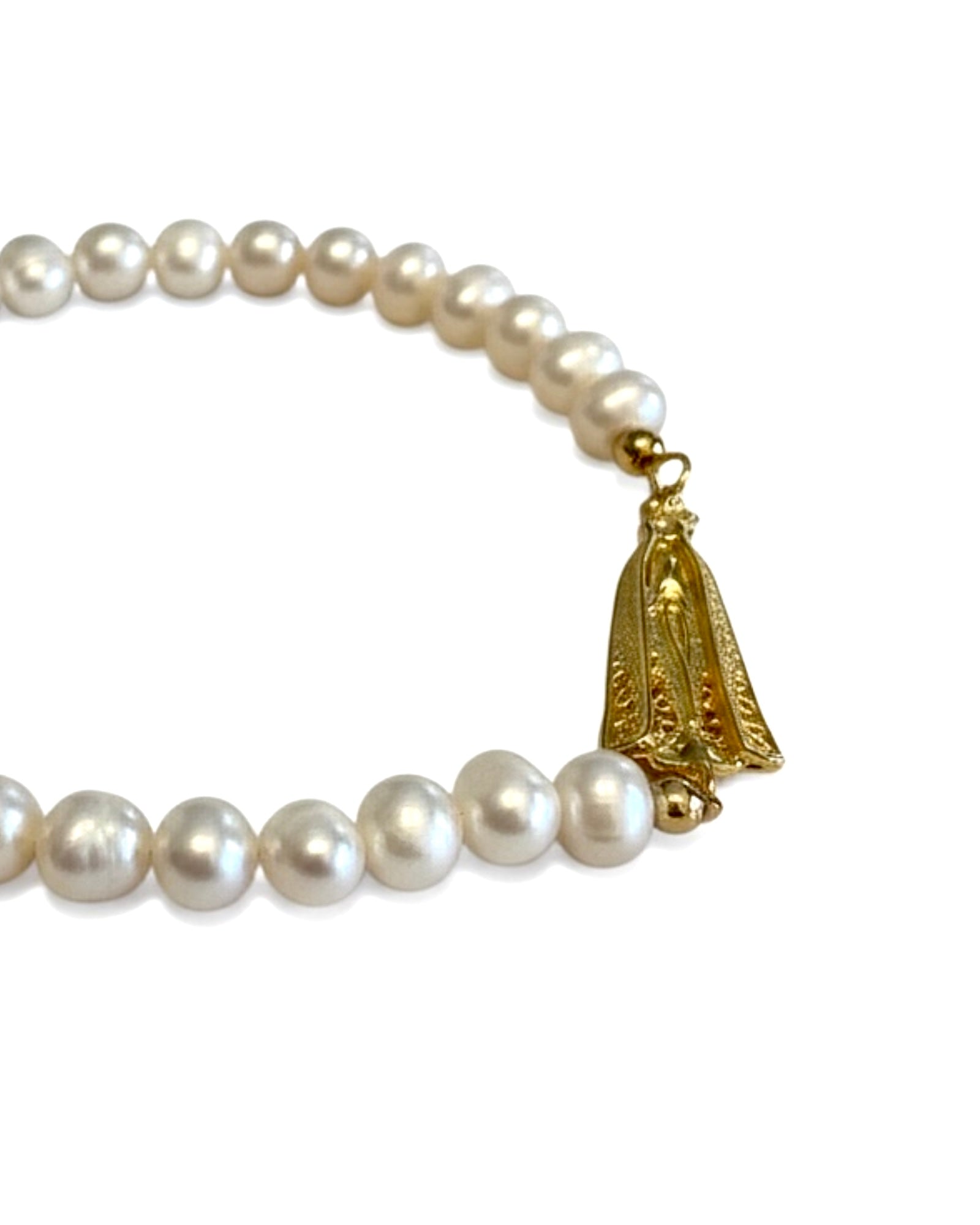 Pulseira Nossa Sra. de Fátima em Prata Dourada