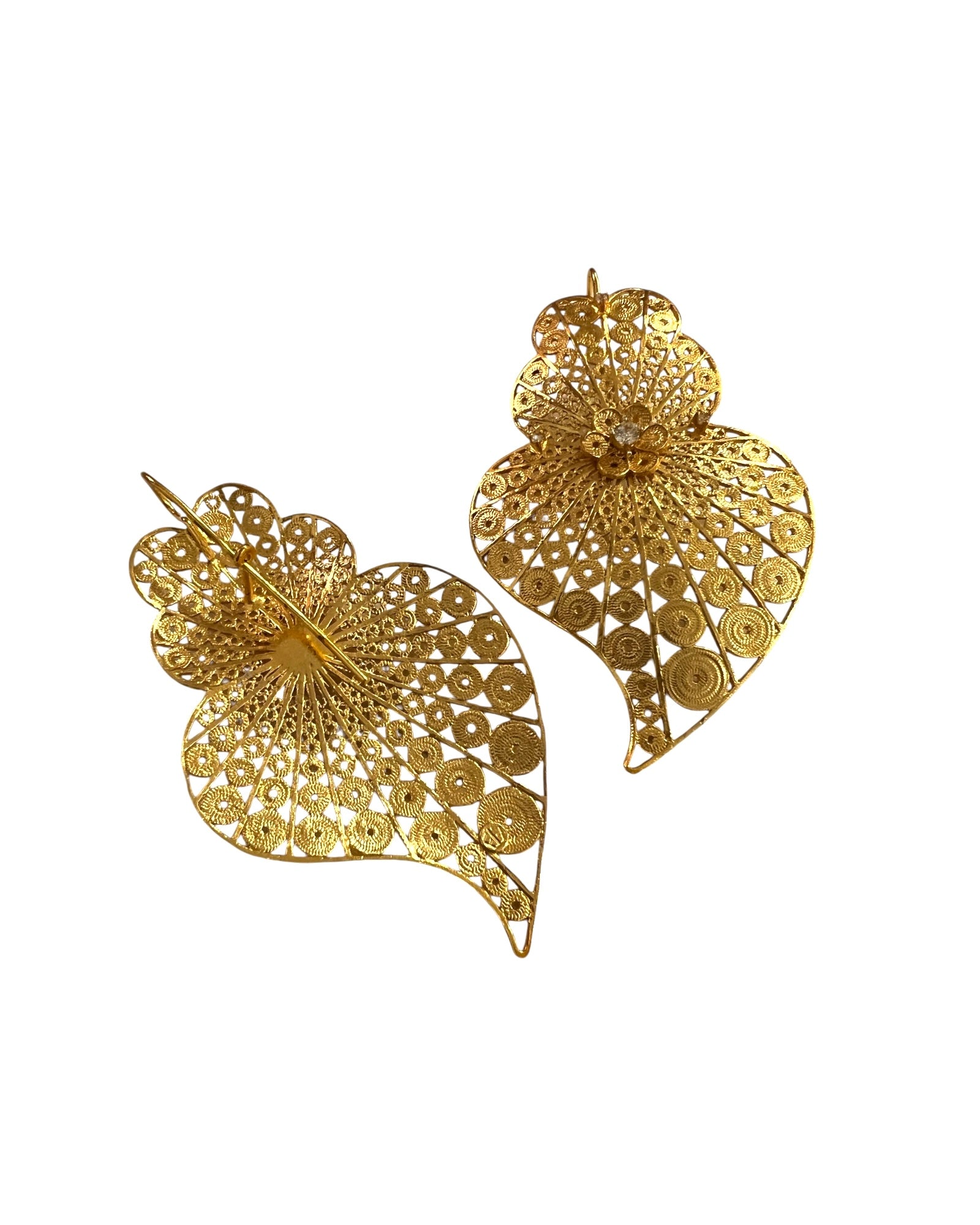 Viana Heart Earrings in Filigree in Gold Plated Silver