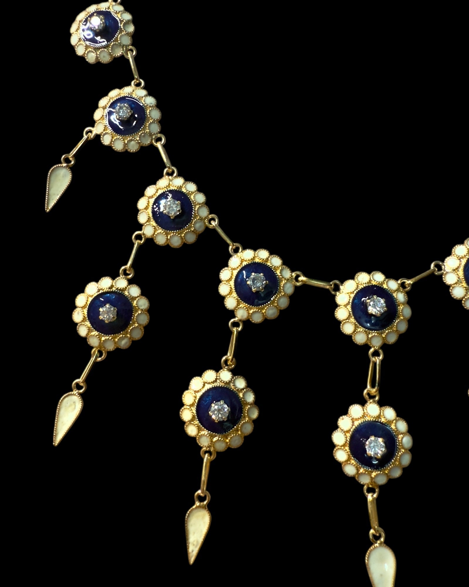 Blue Enamel Necklace in Gold Plated Silver