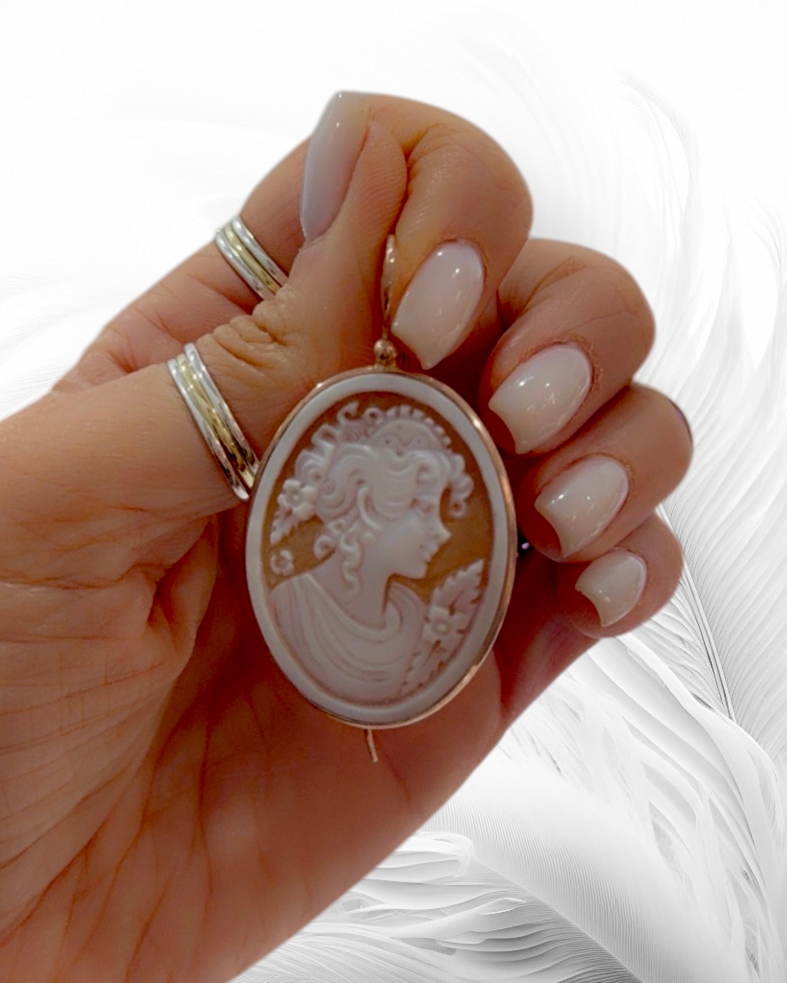 Rose Silver Cameo Earrings