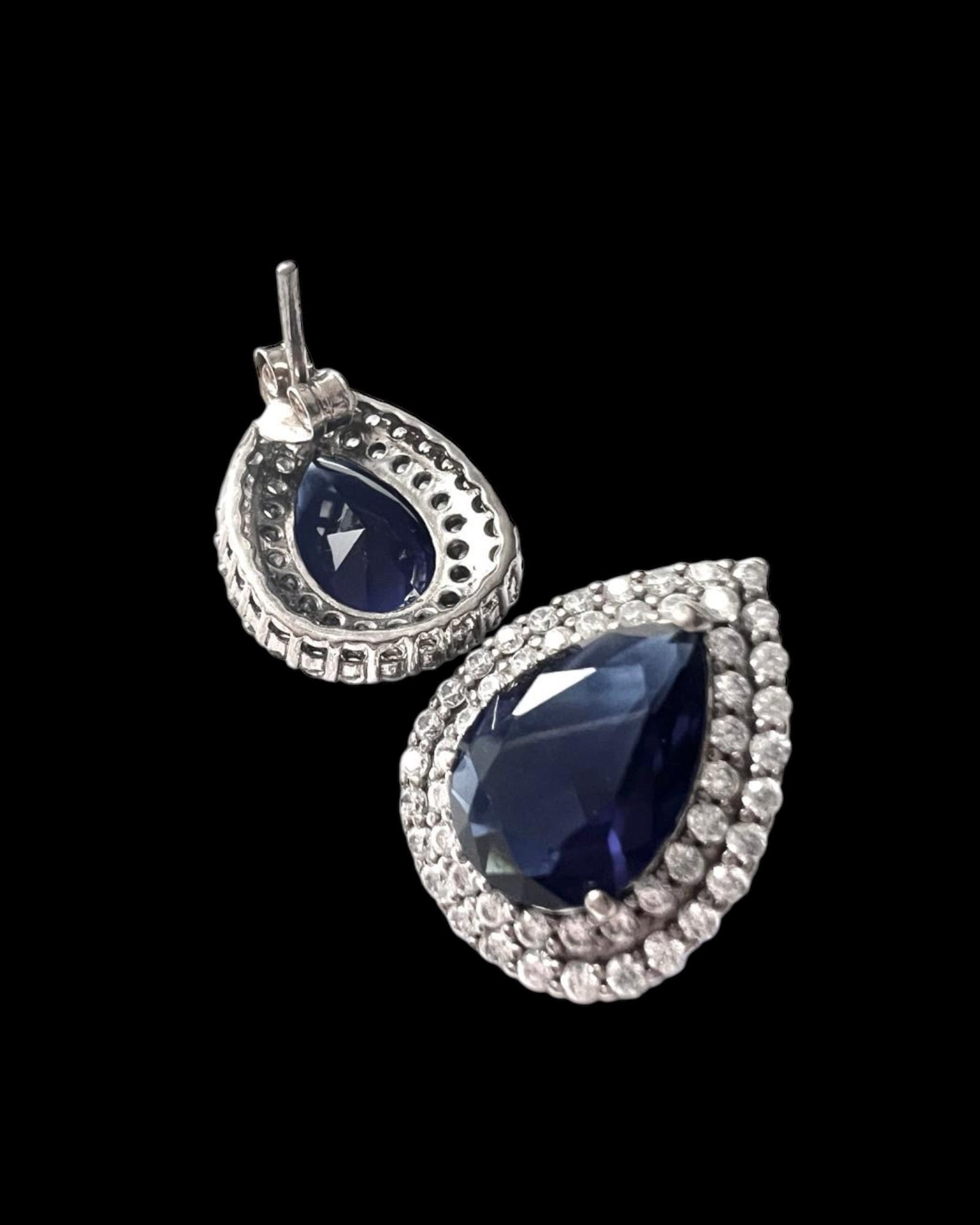 Blue Drop Earrings in Silver