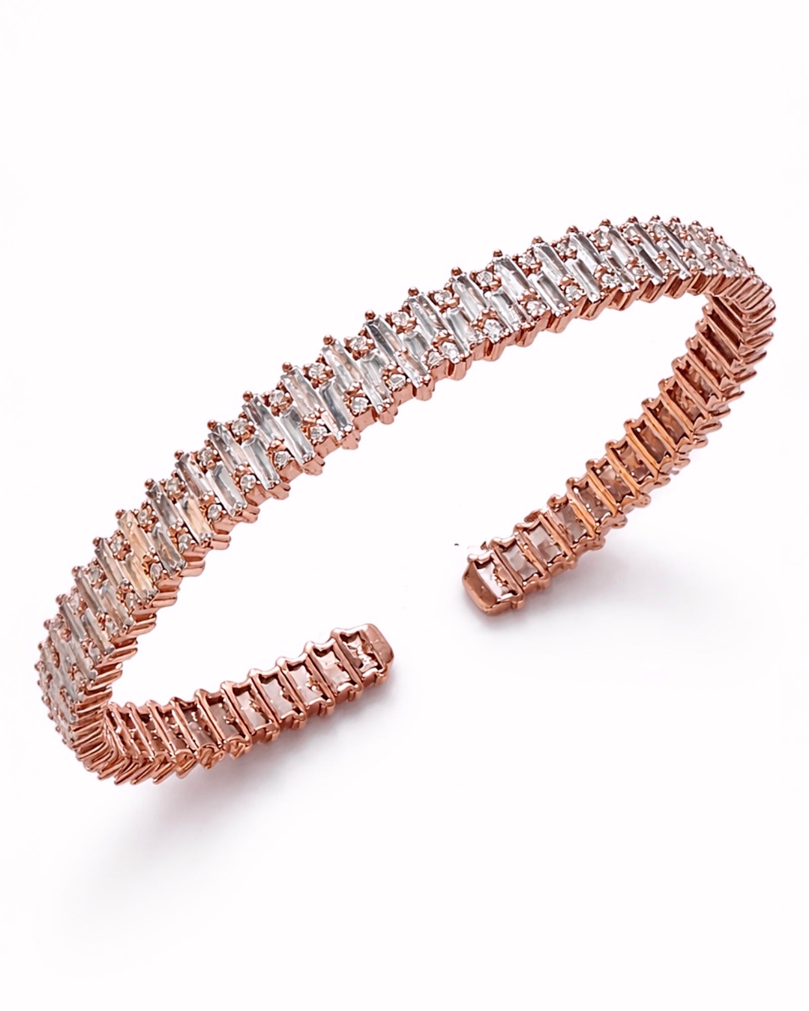 Pulseira / Escrava Baguetes em Prata Rosa