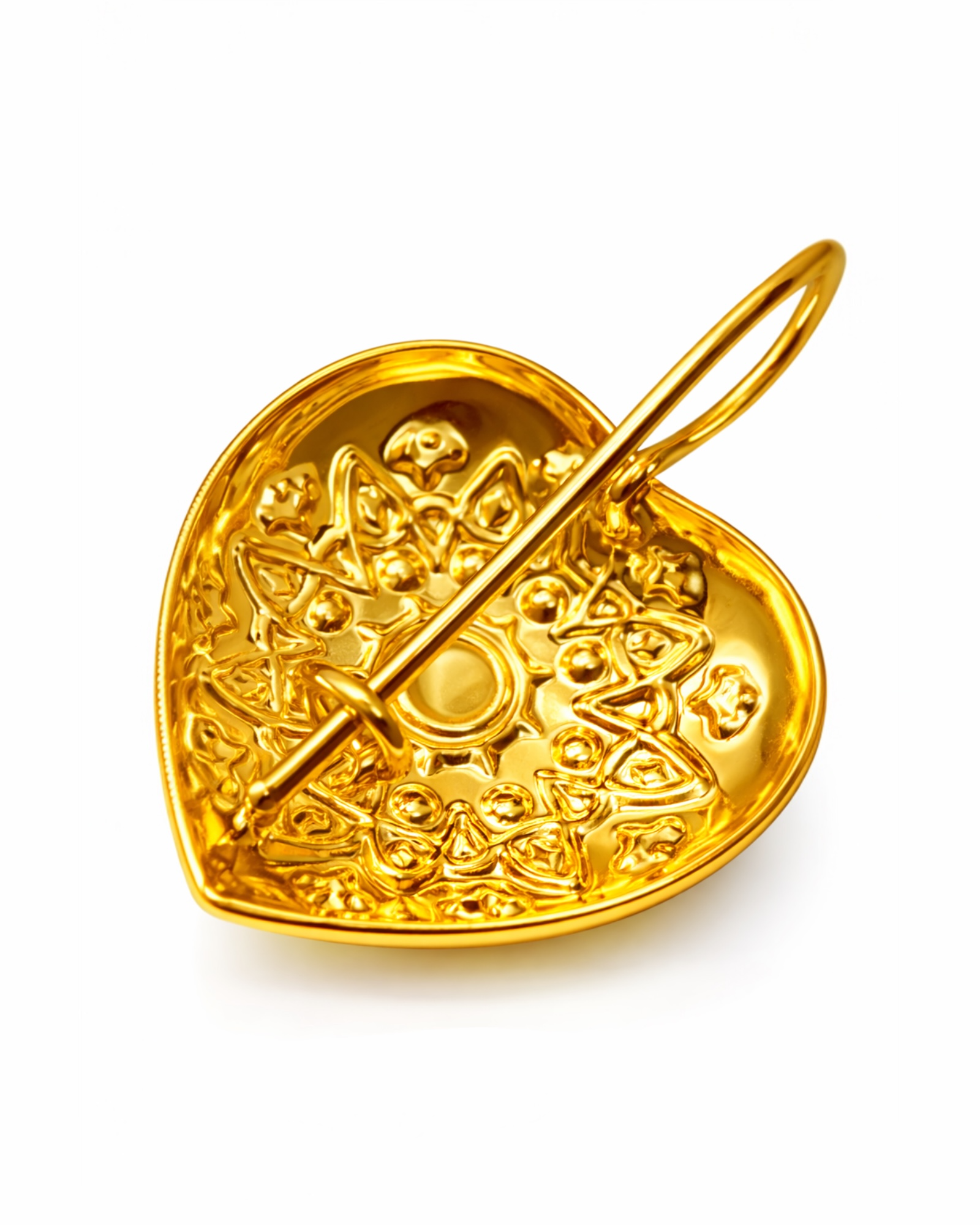 Red Heart Earrings with Pearl in Gold-Plated Silver