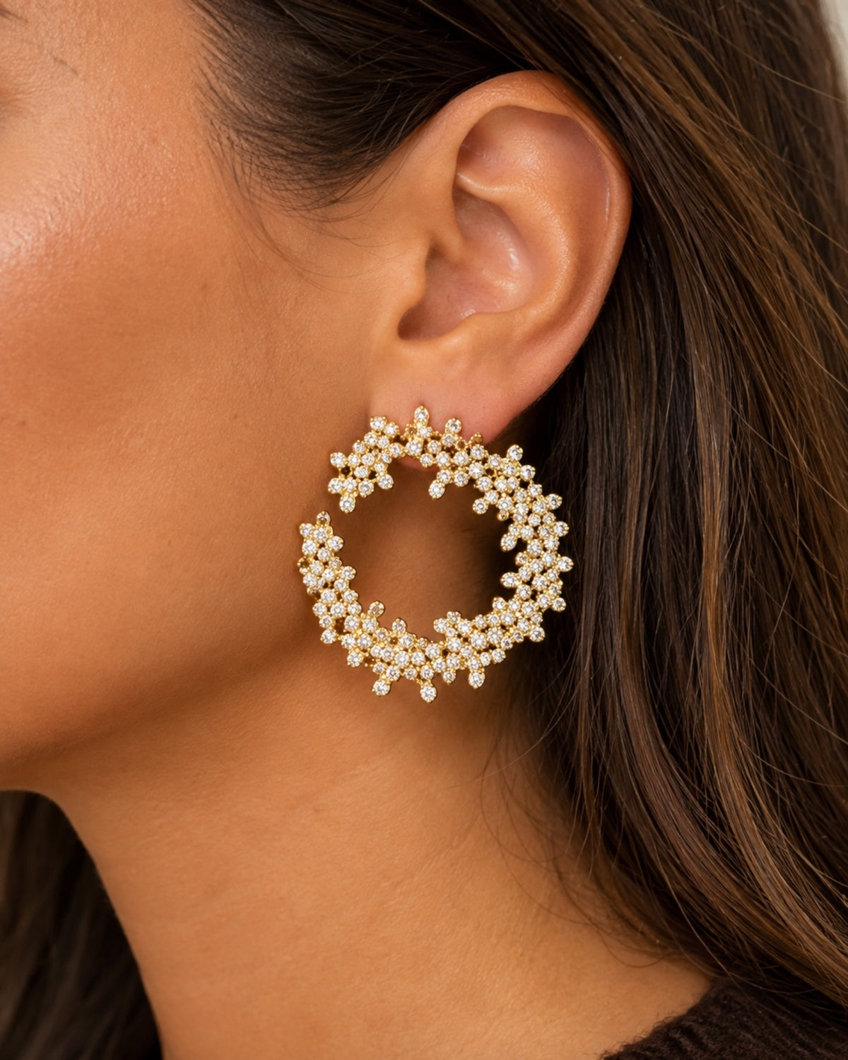 Circular Constellation Earrings in Rose Silver