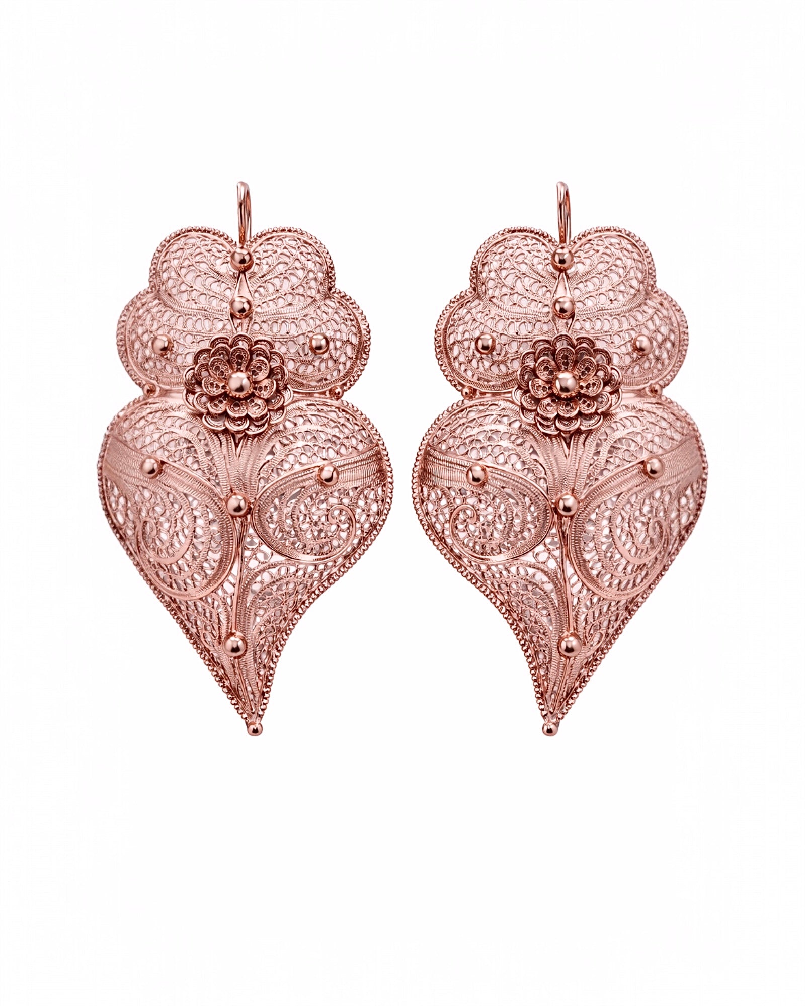 Viana Rose Gold Heart Earrings