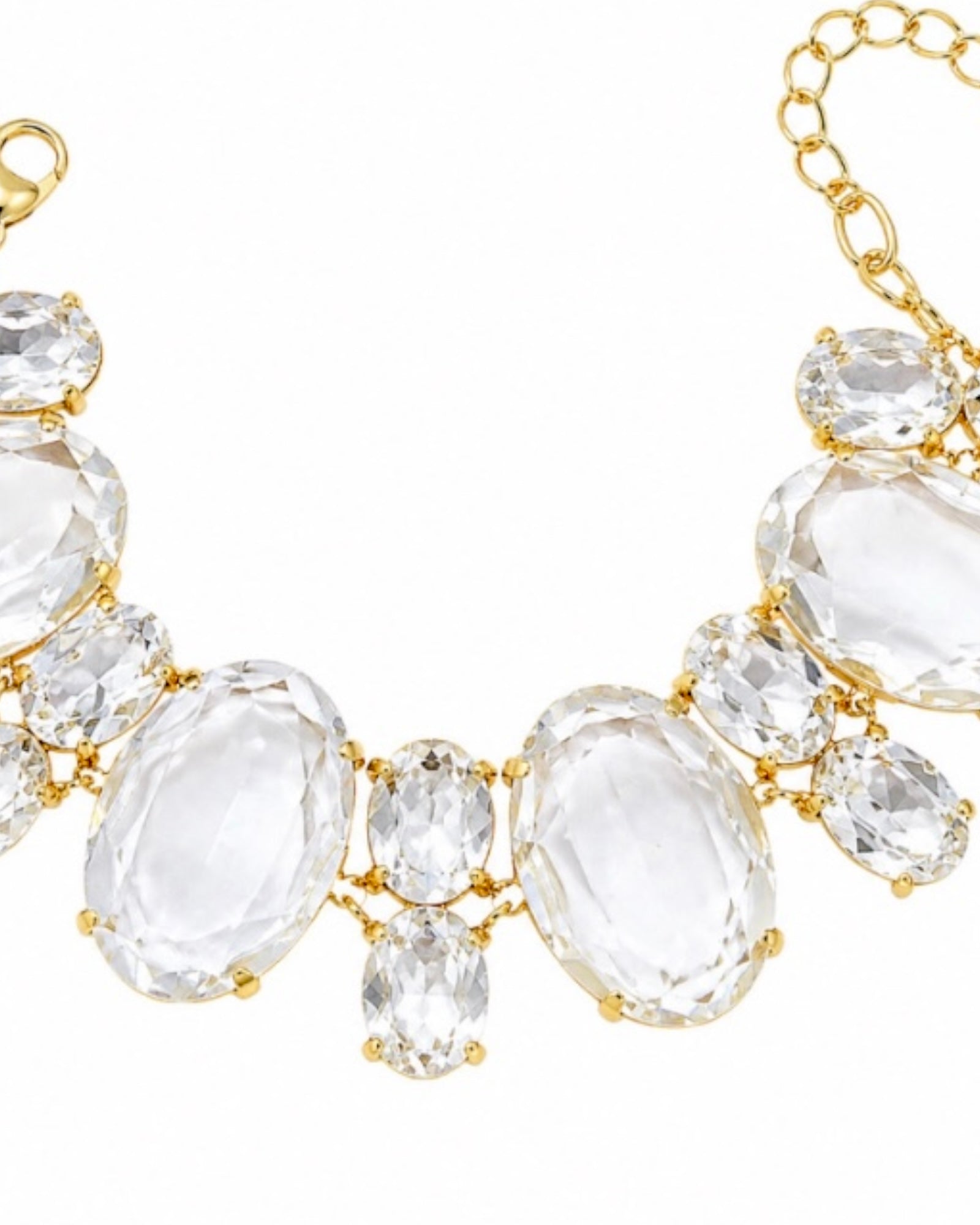 Pulseira Pedras Transparentes em Prata Dourada