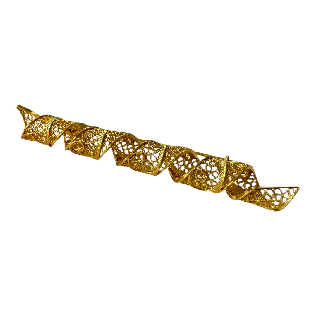 Filigree Flower Pin in Gold Plated Silver