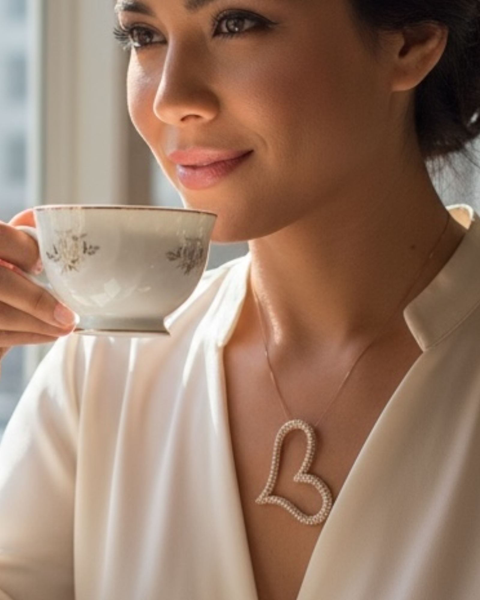 Pink Silver Heart Necklace