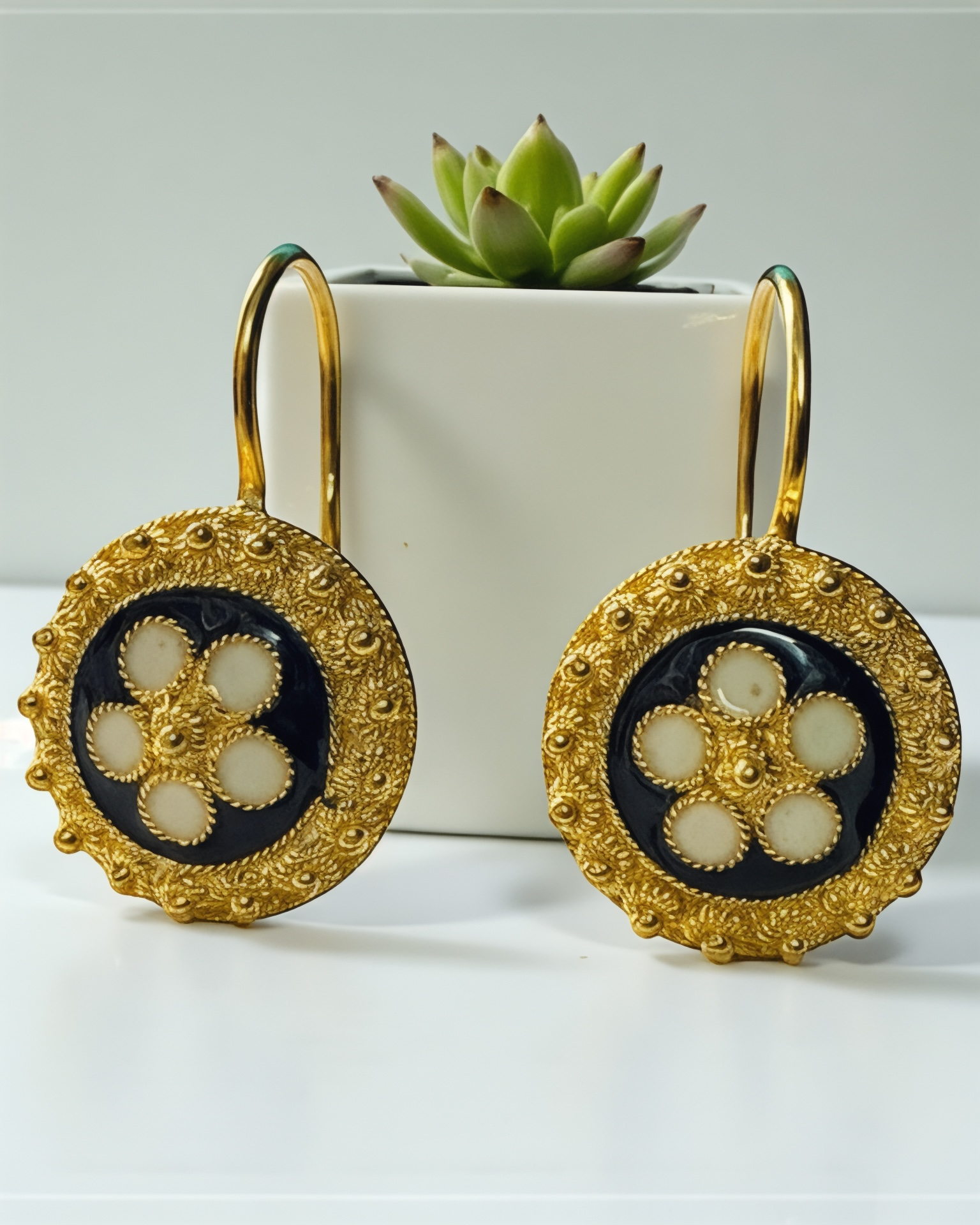 Blue Snail Earrings in Gold-Plated Silver