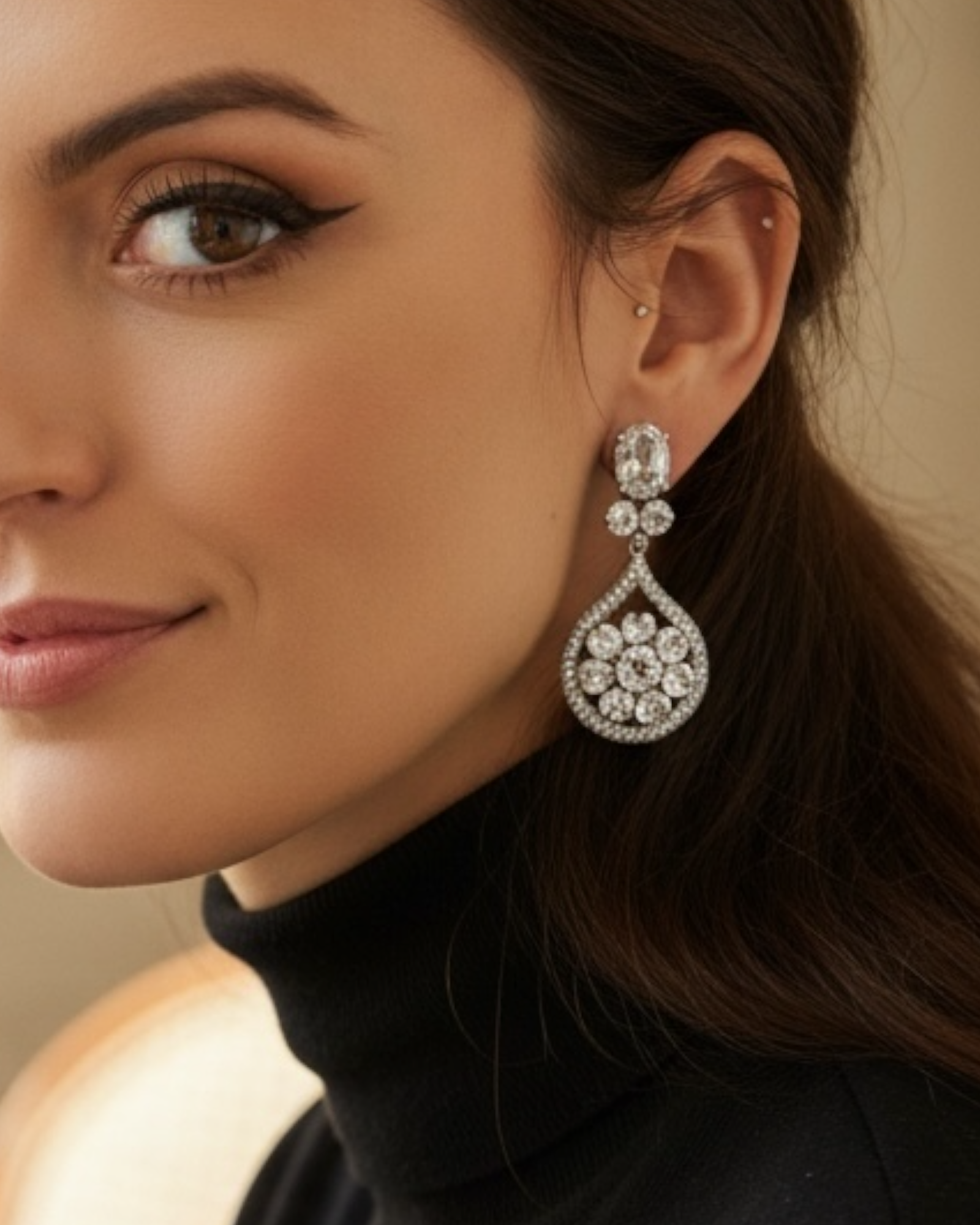 Brincos de Festa com Brilho em Prata