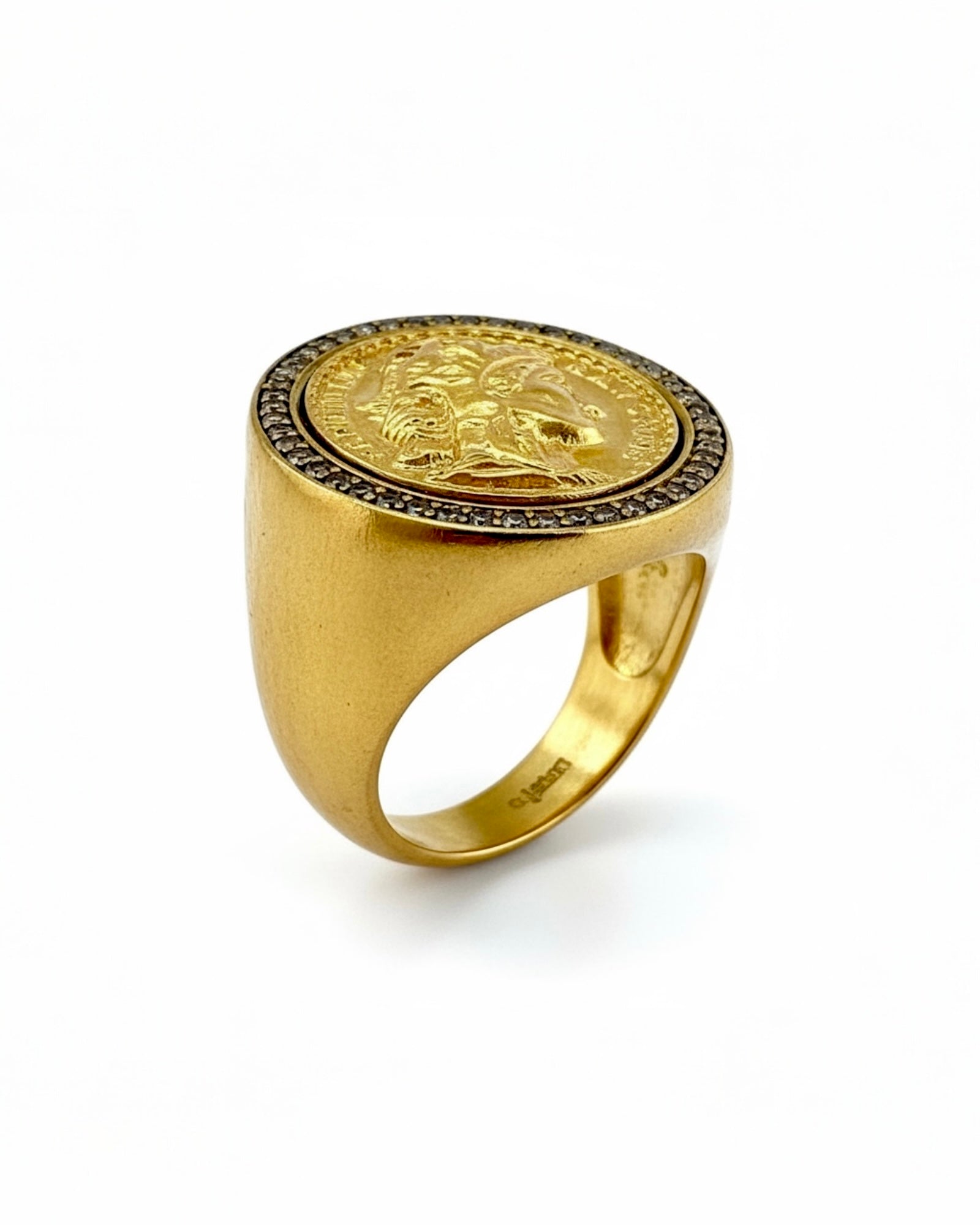 Gold-plated silver coin ring