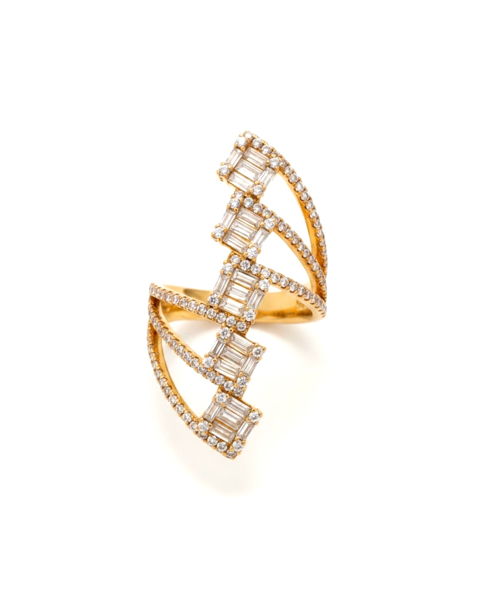 Gold-plated silver baguette ring