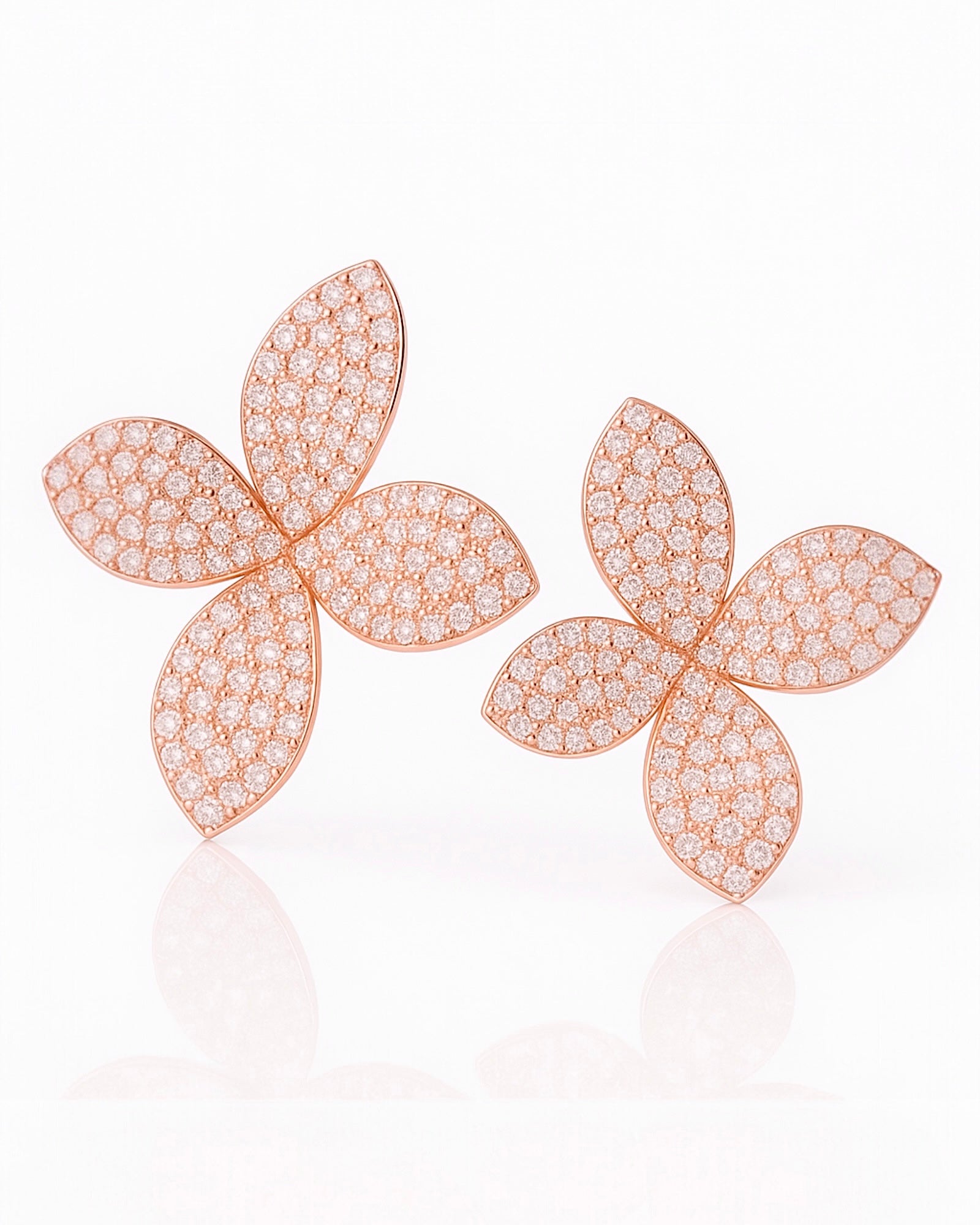 Brincos Pétalas em Prata Rosa