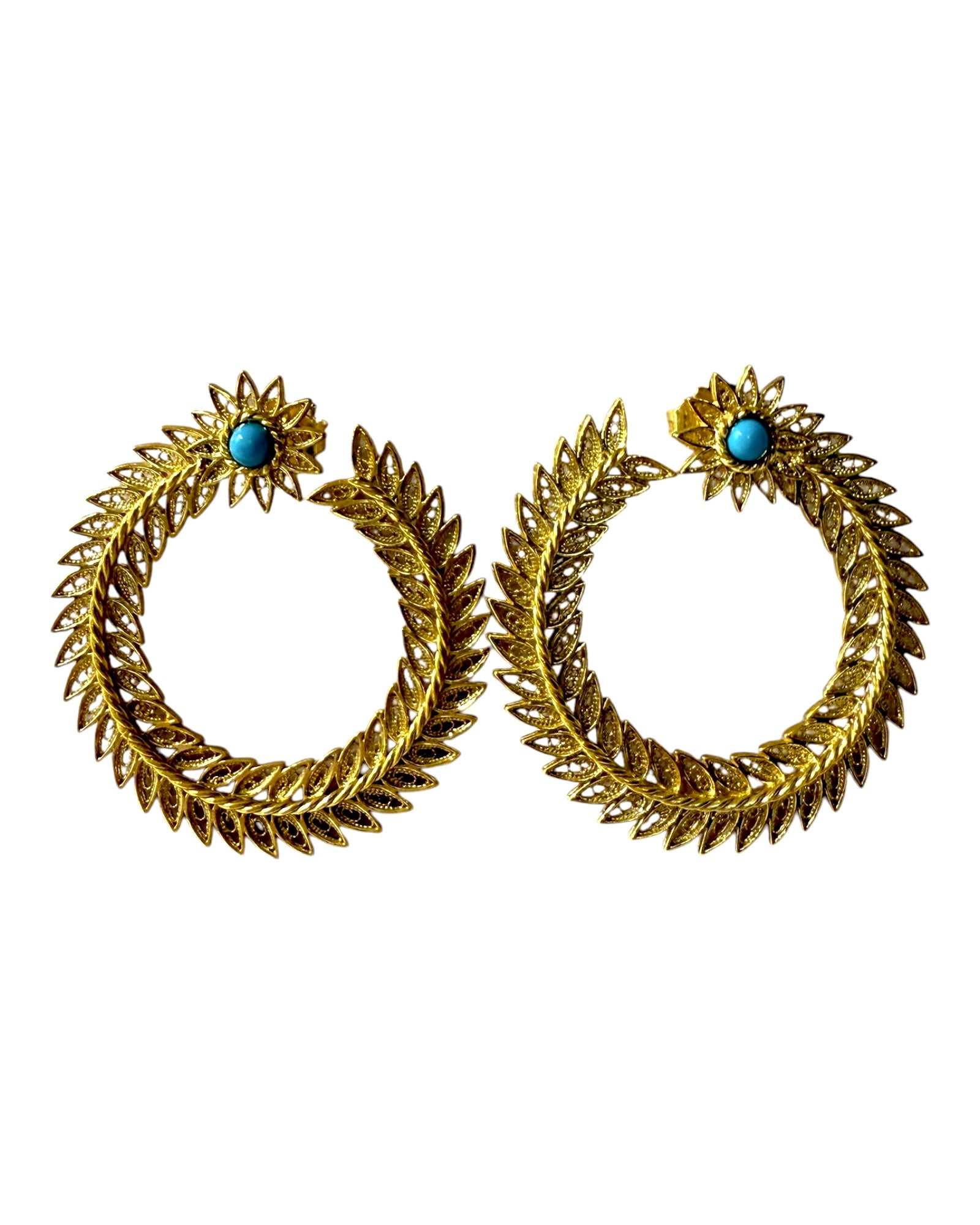 Leaf Earrings with Pearl in Gold Plated Silver