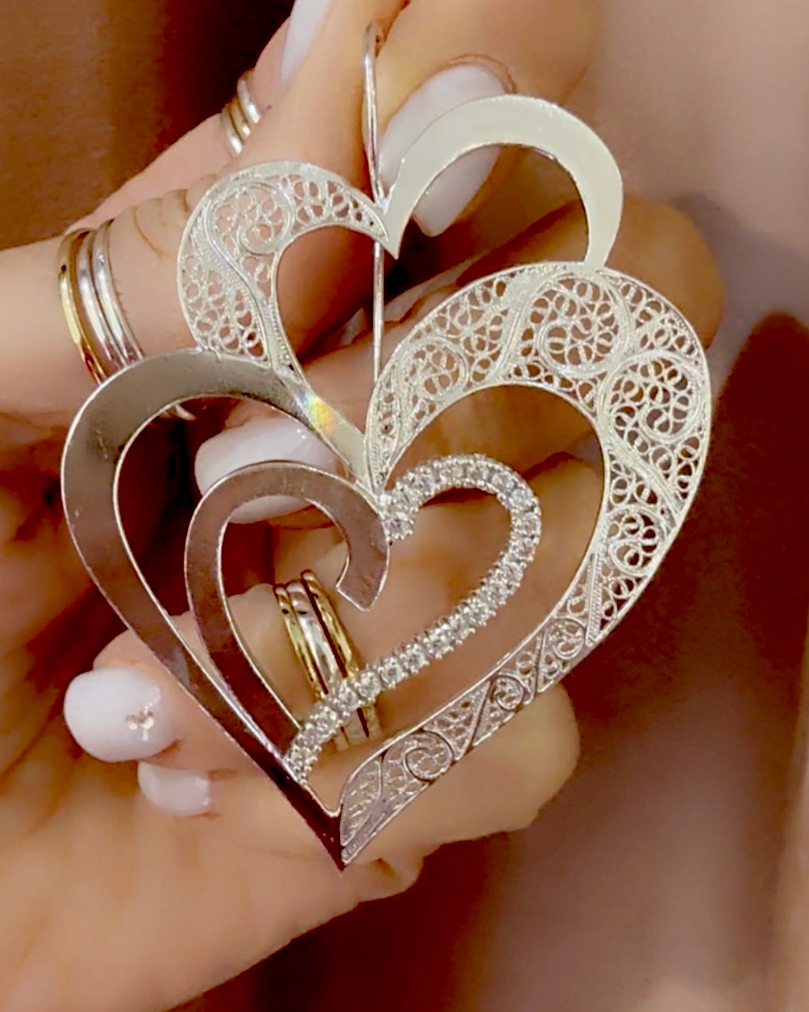 Viana is Love Heart Earrings in Silver