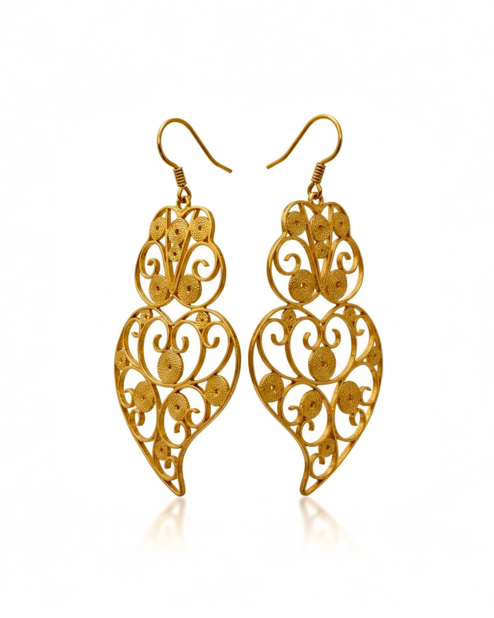 Contemporary Viana Heart Earrings in Gold-Plated Silver