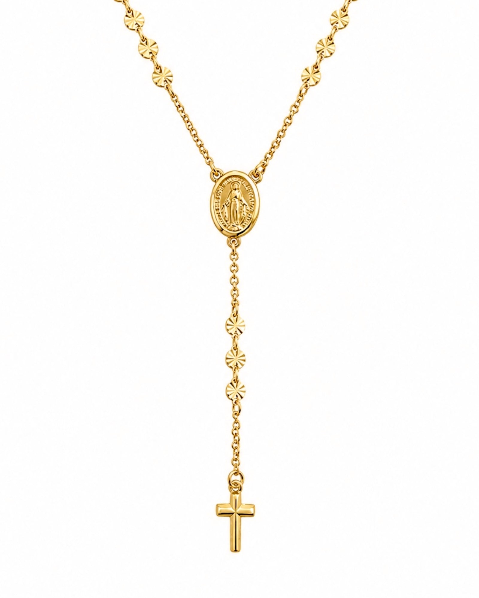 Gold-plated silver rosary necklace