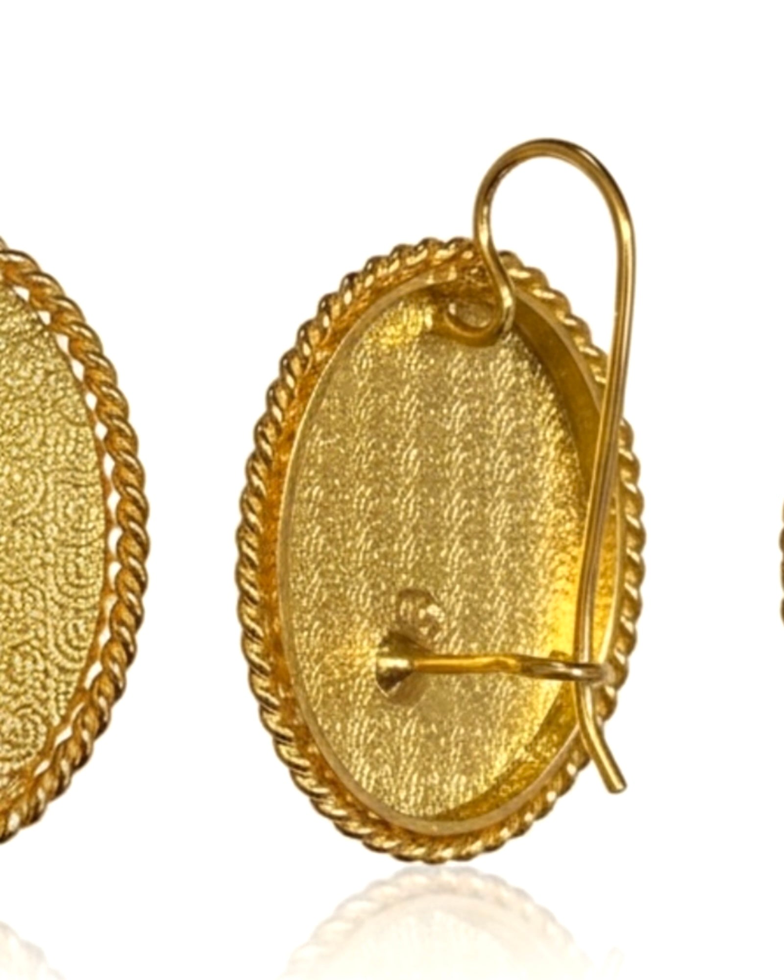 Baroque Red Flower Earrings in Gold-Plated Silver