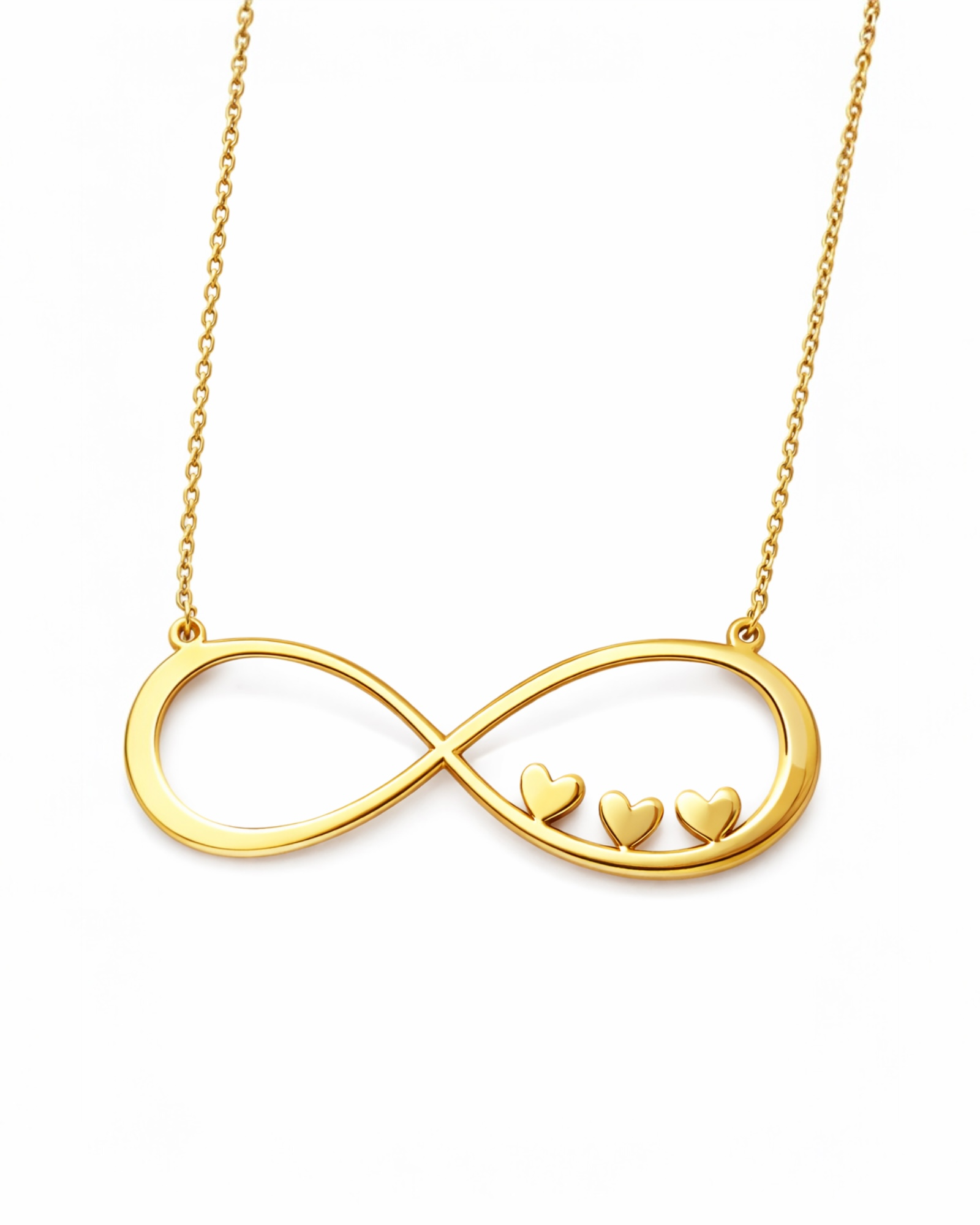 Colar Infinito com Corações em Ouro