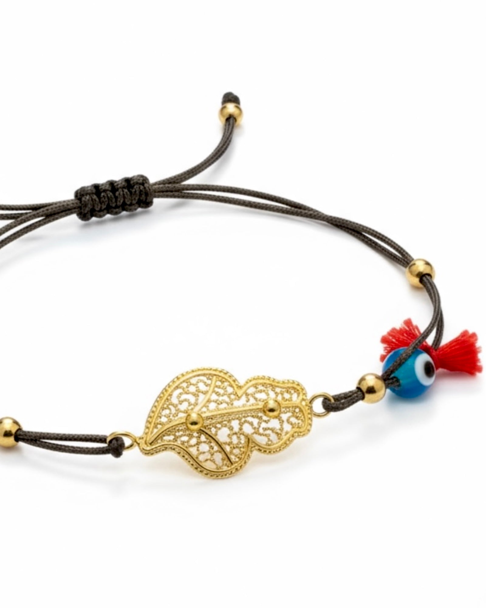 Silk Bracelet with Viana Heart in Gold-Plated Silver