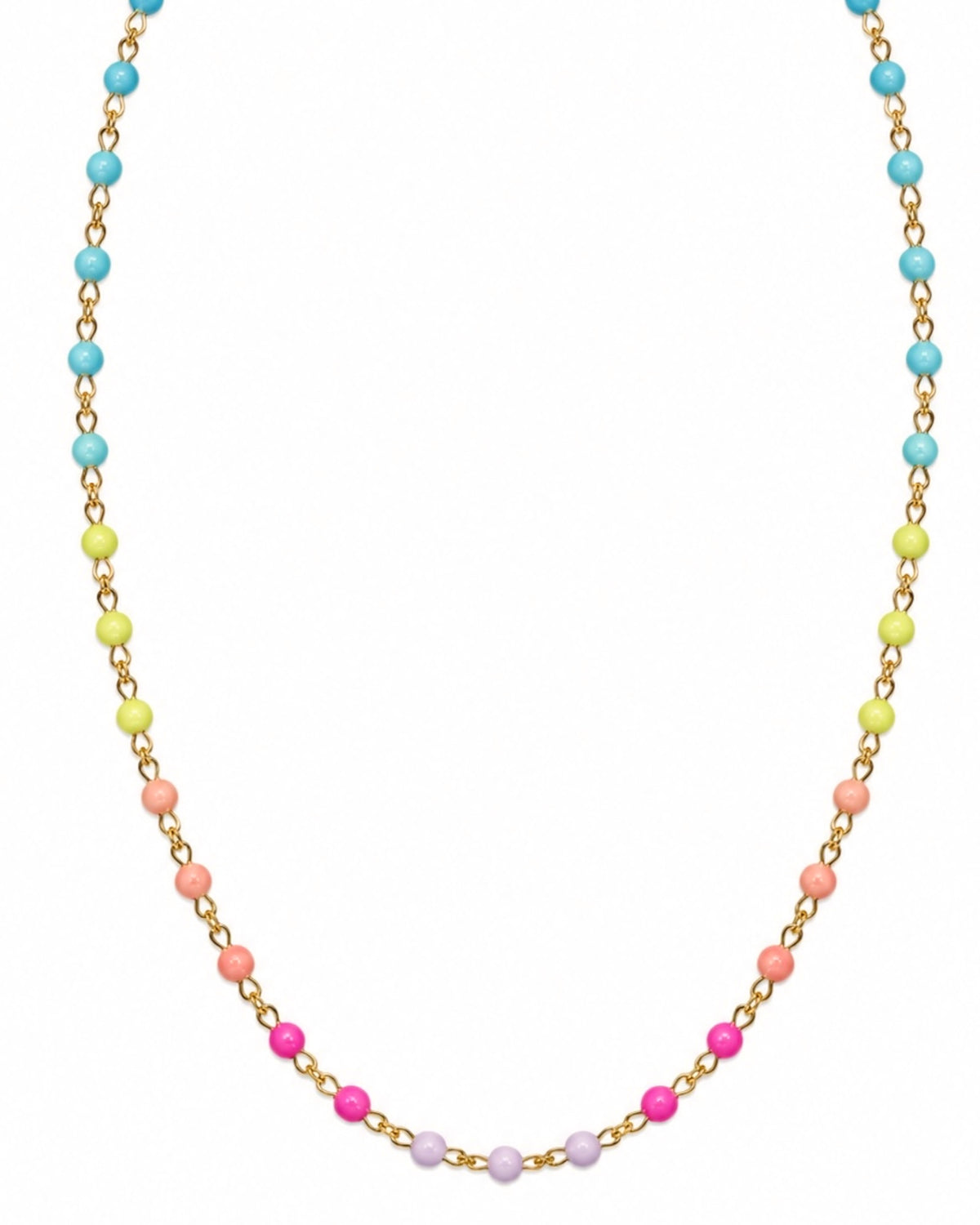 Multicolored necklace with natural stones and shells.