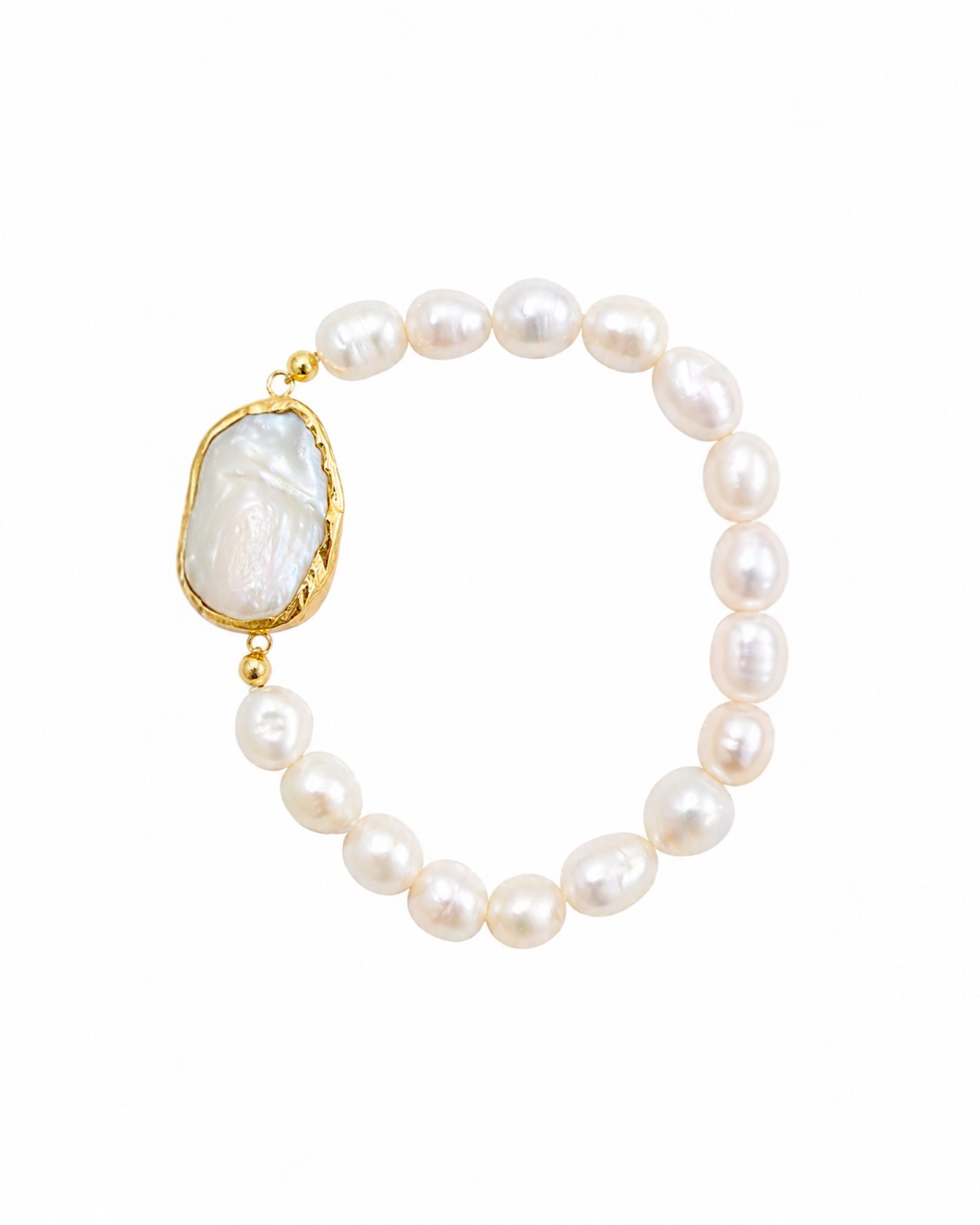 Pulseira Pérolas em Prata Dourada