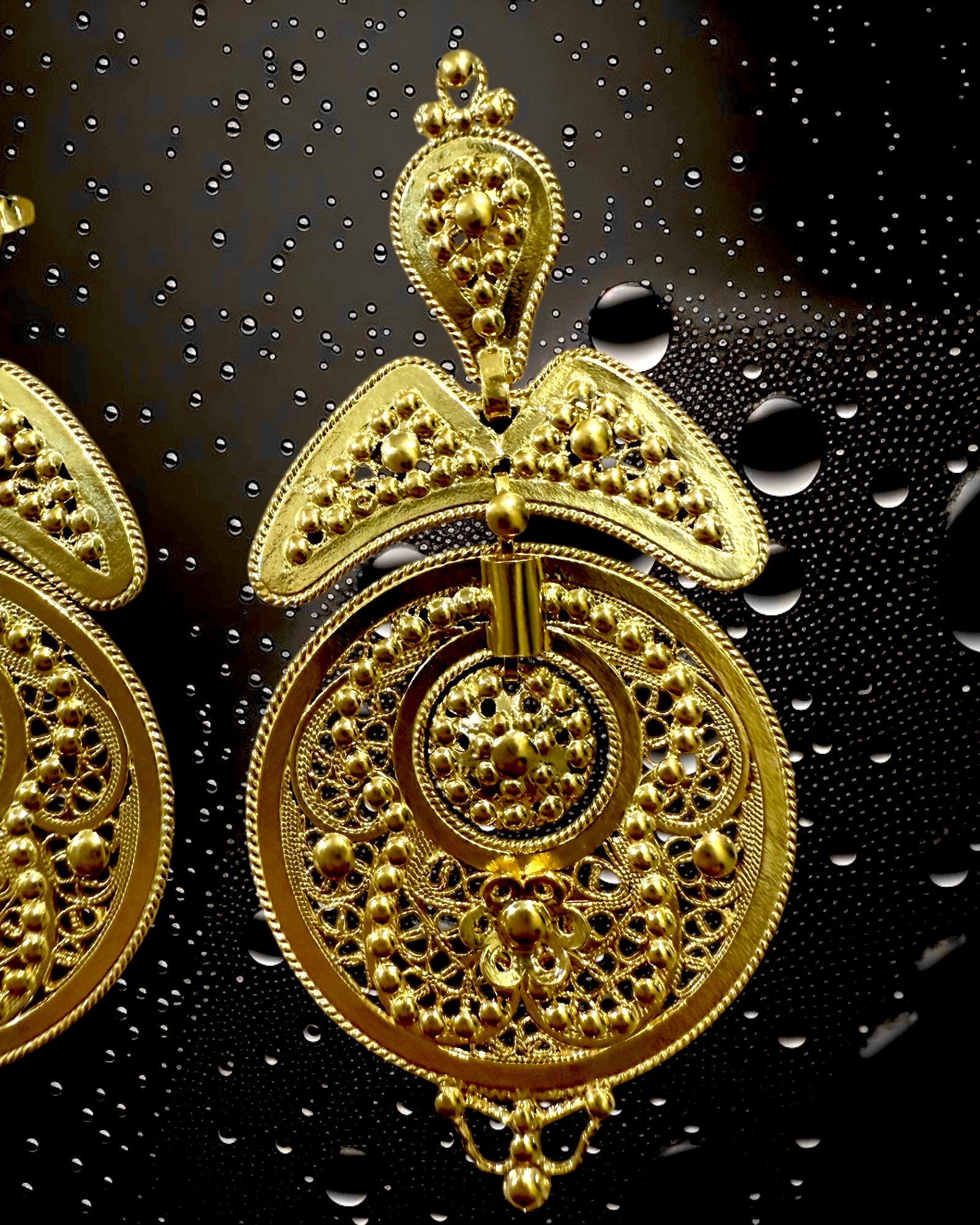 Filigree Princess Earrings in Gold Plated Silver