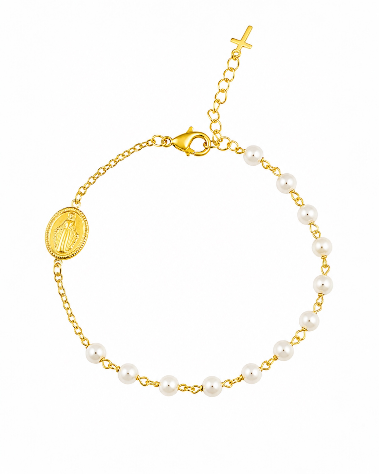 Pulseira com Pérolas em Prata Dourada
