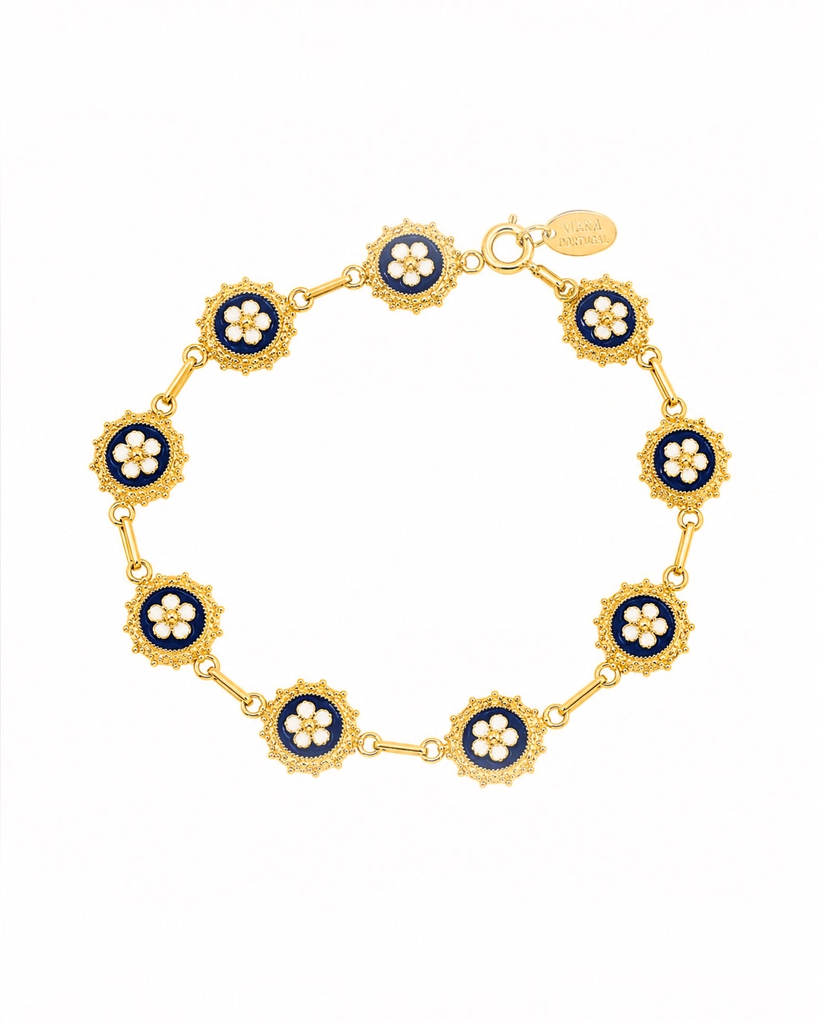 Pulseira de Caramujo Azul em Prata Dourada