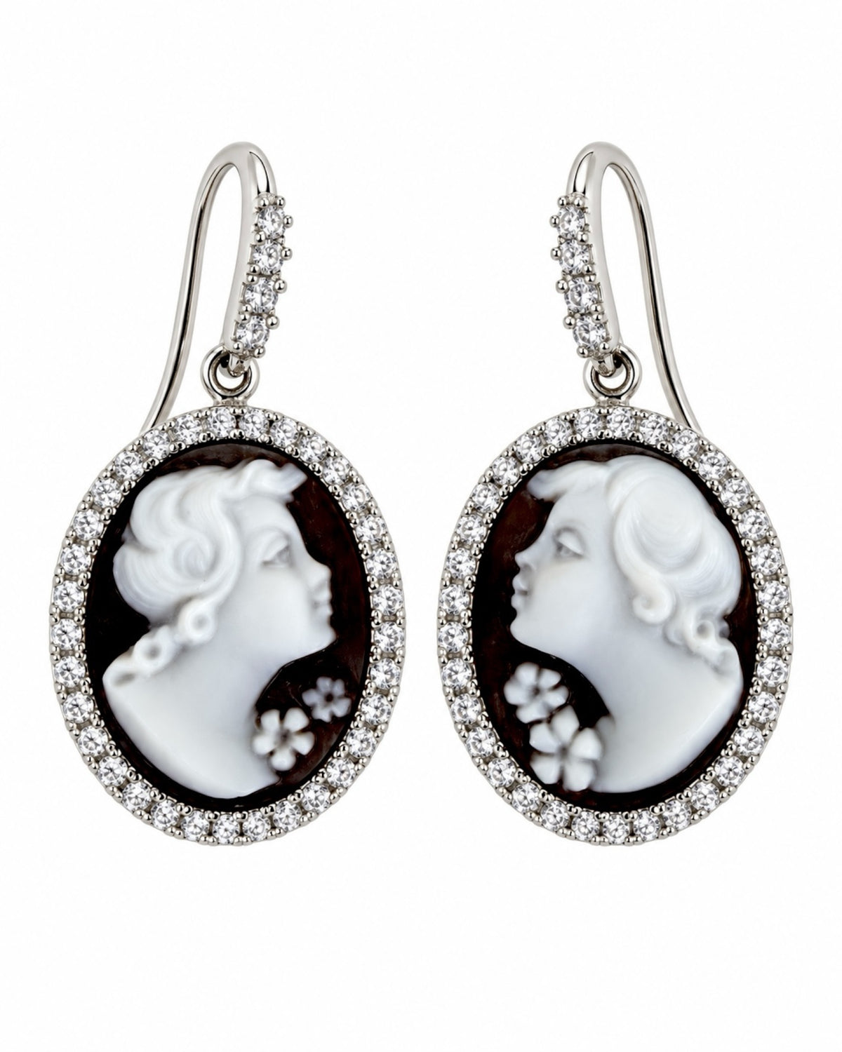 Silver Cameo Earrings