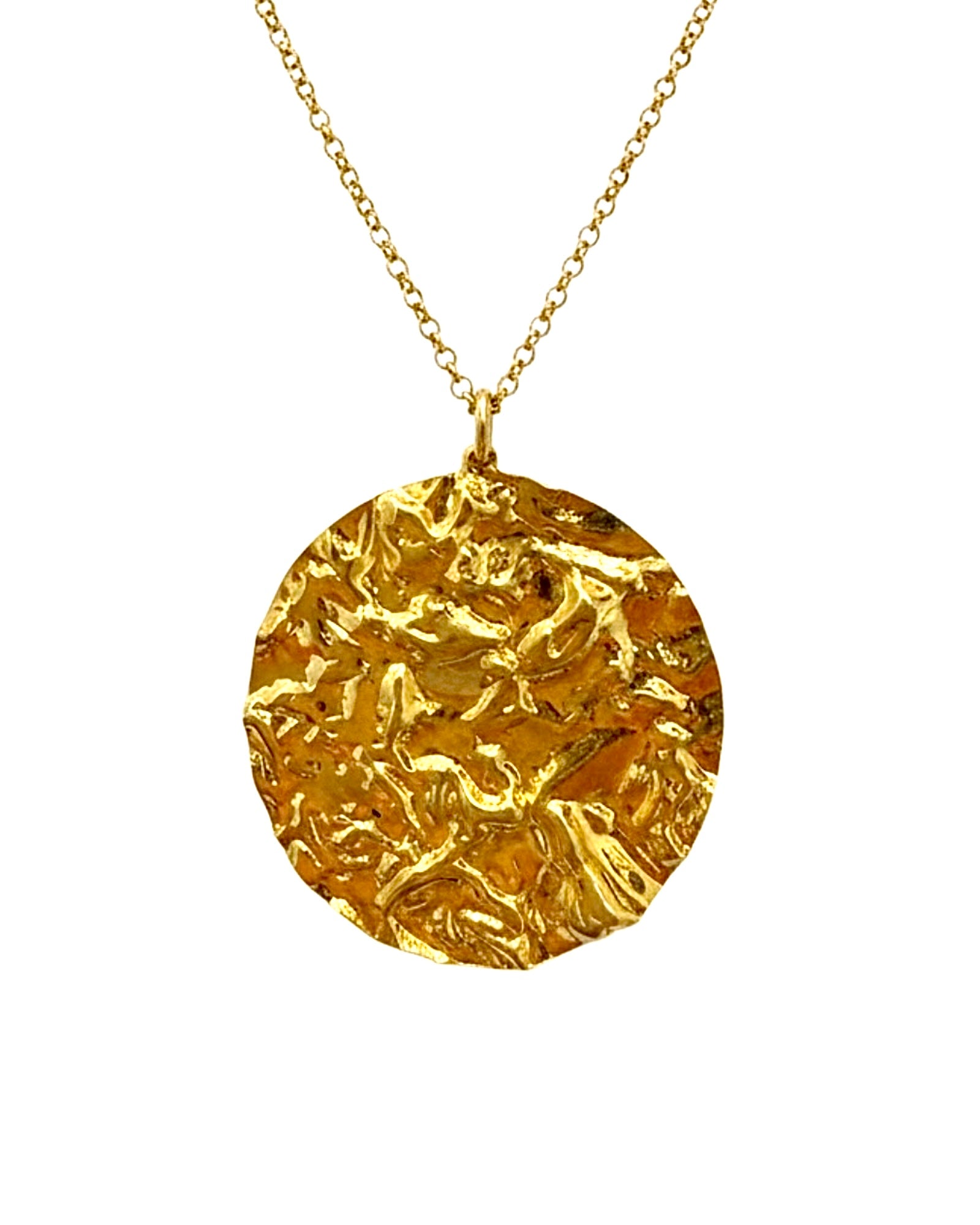 Hammered Circle Necklace in Gold-Plated Silver