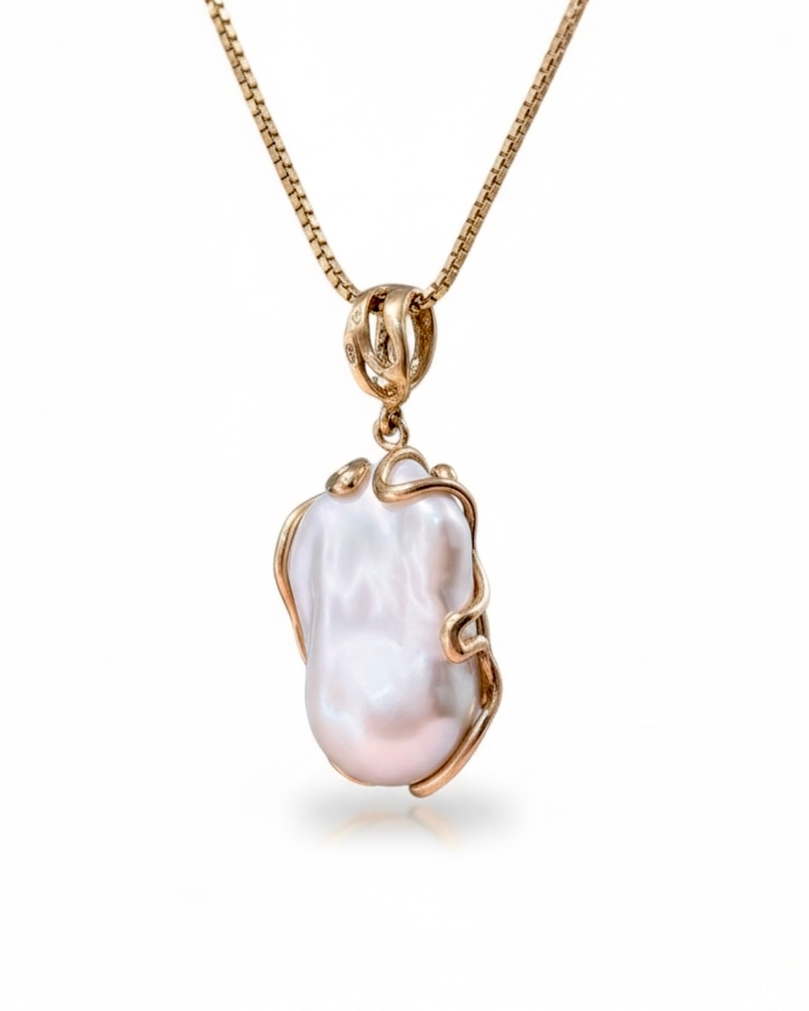 Colar de Pérola Barroca em Prata Dourada