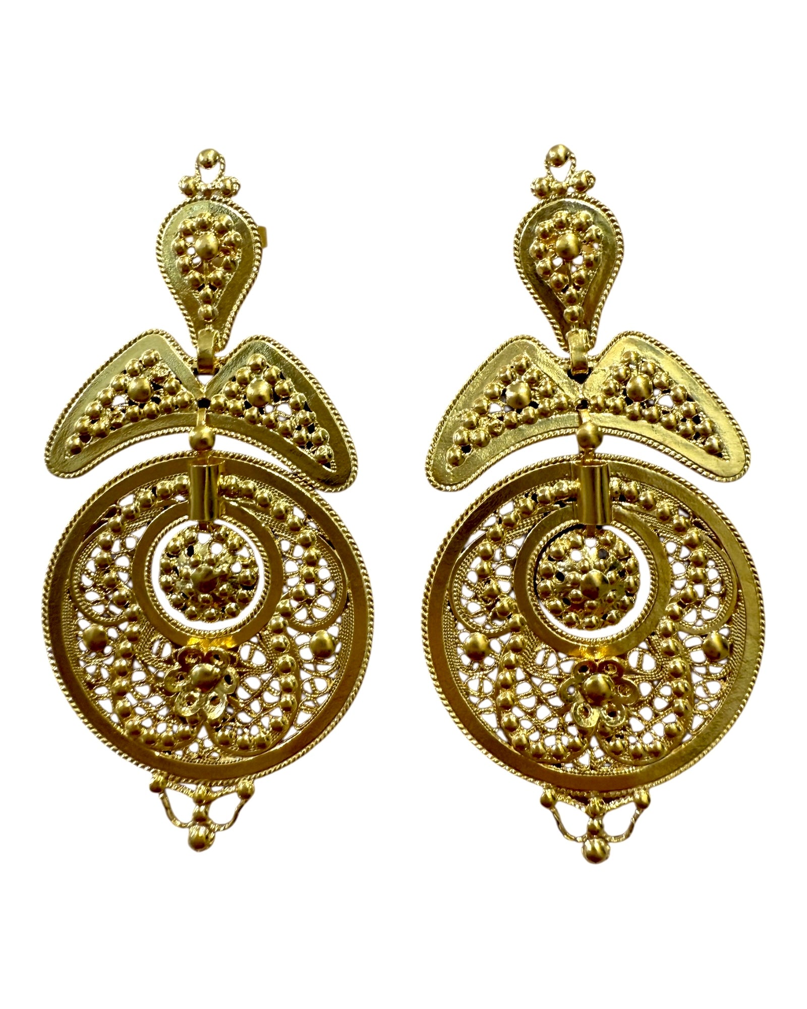 Filigree Princess Earrings in Gold Plated Silver