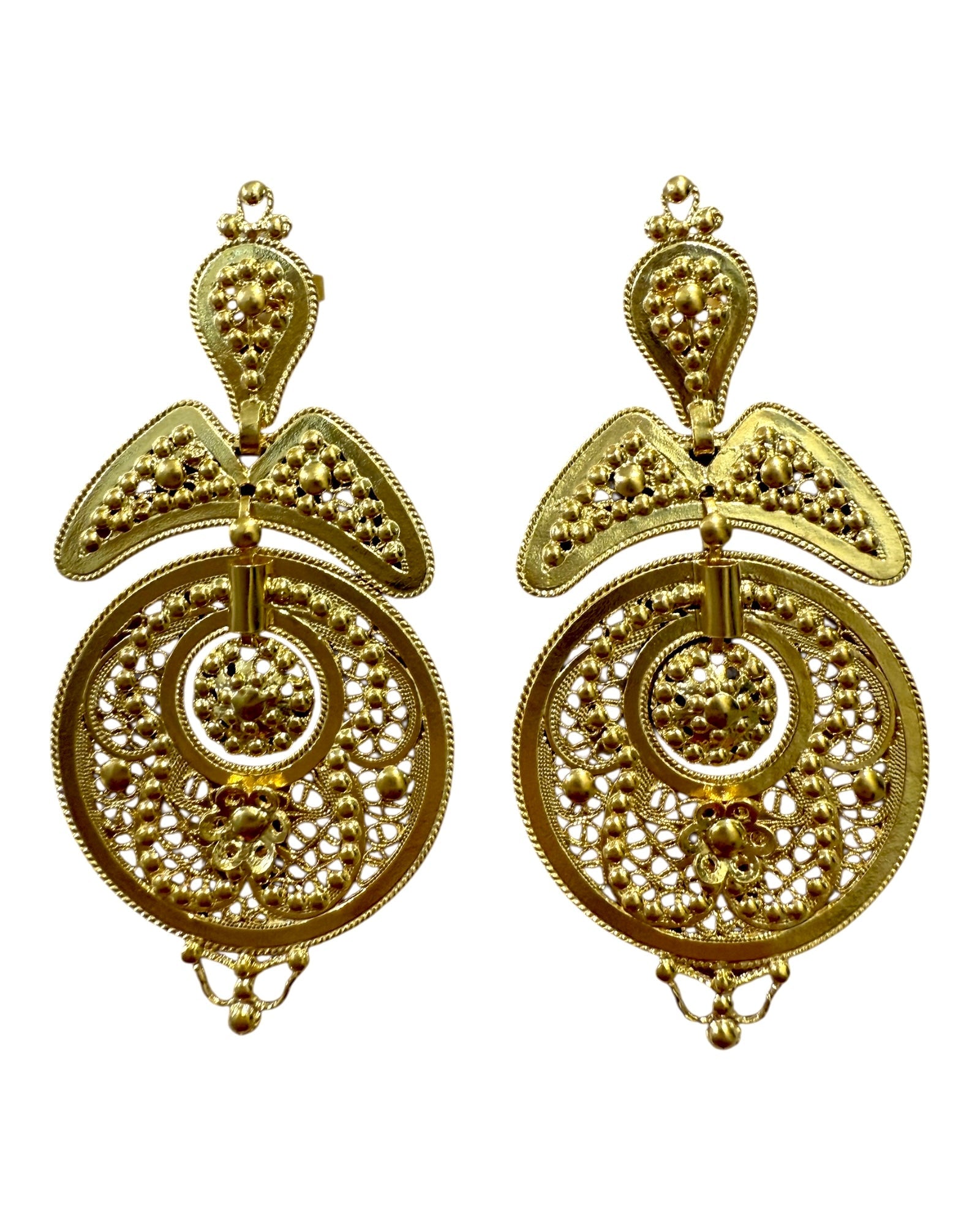Filigree Princess Earrings in Gold Plated Silver