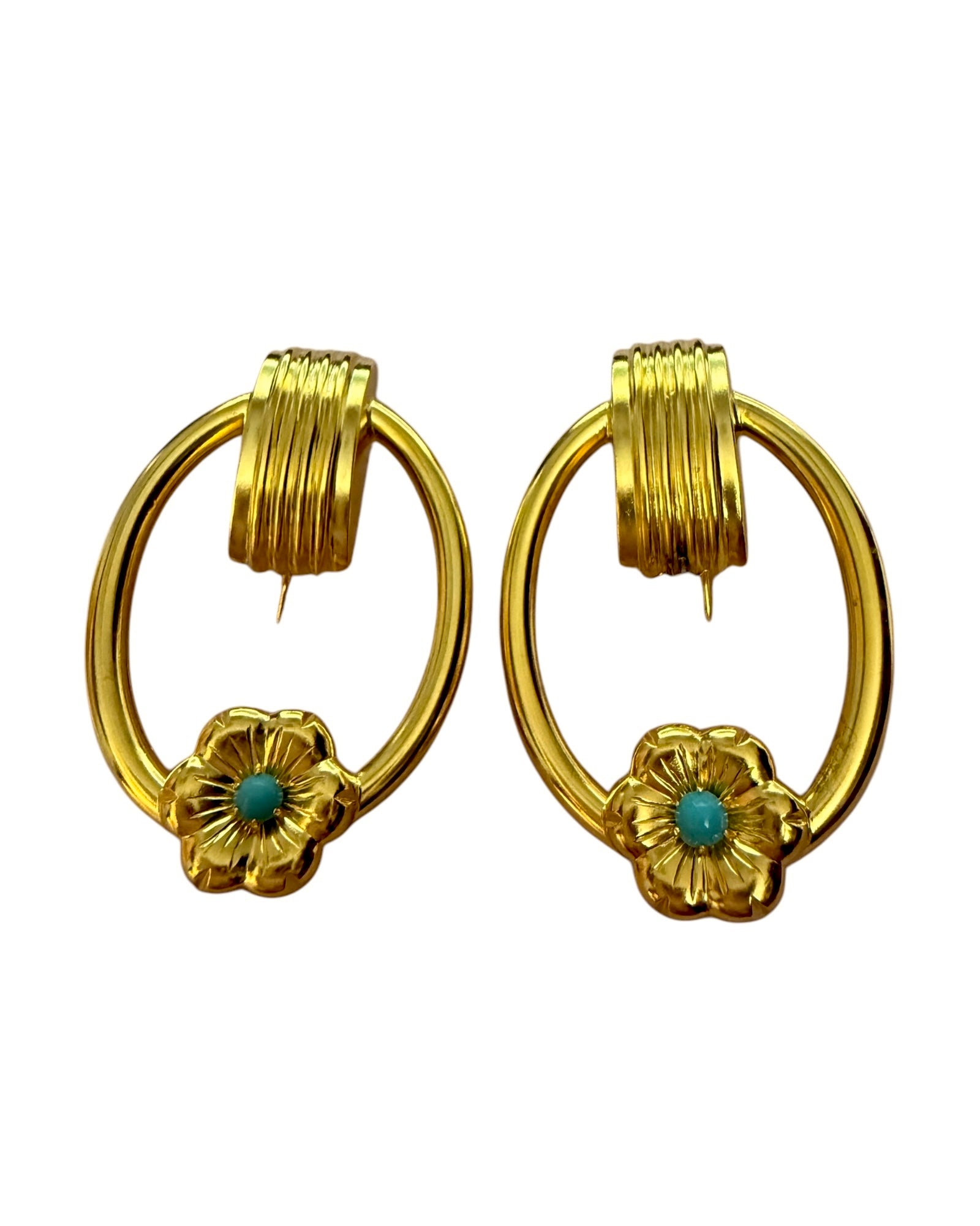 Baroque Earrings with Blue Stones in Gold Plated Silver