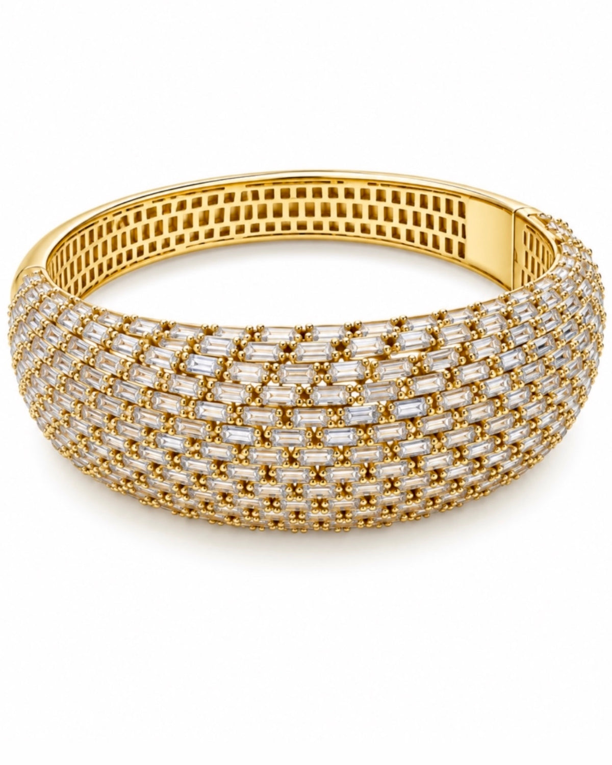 Escrava / Pulseira Baguetes em Prata Dourada