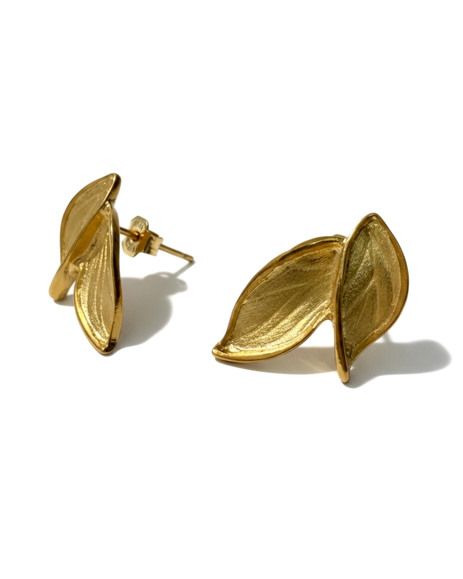 Gold-plated silver petal earrings
