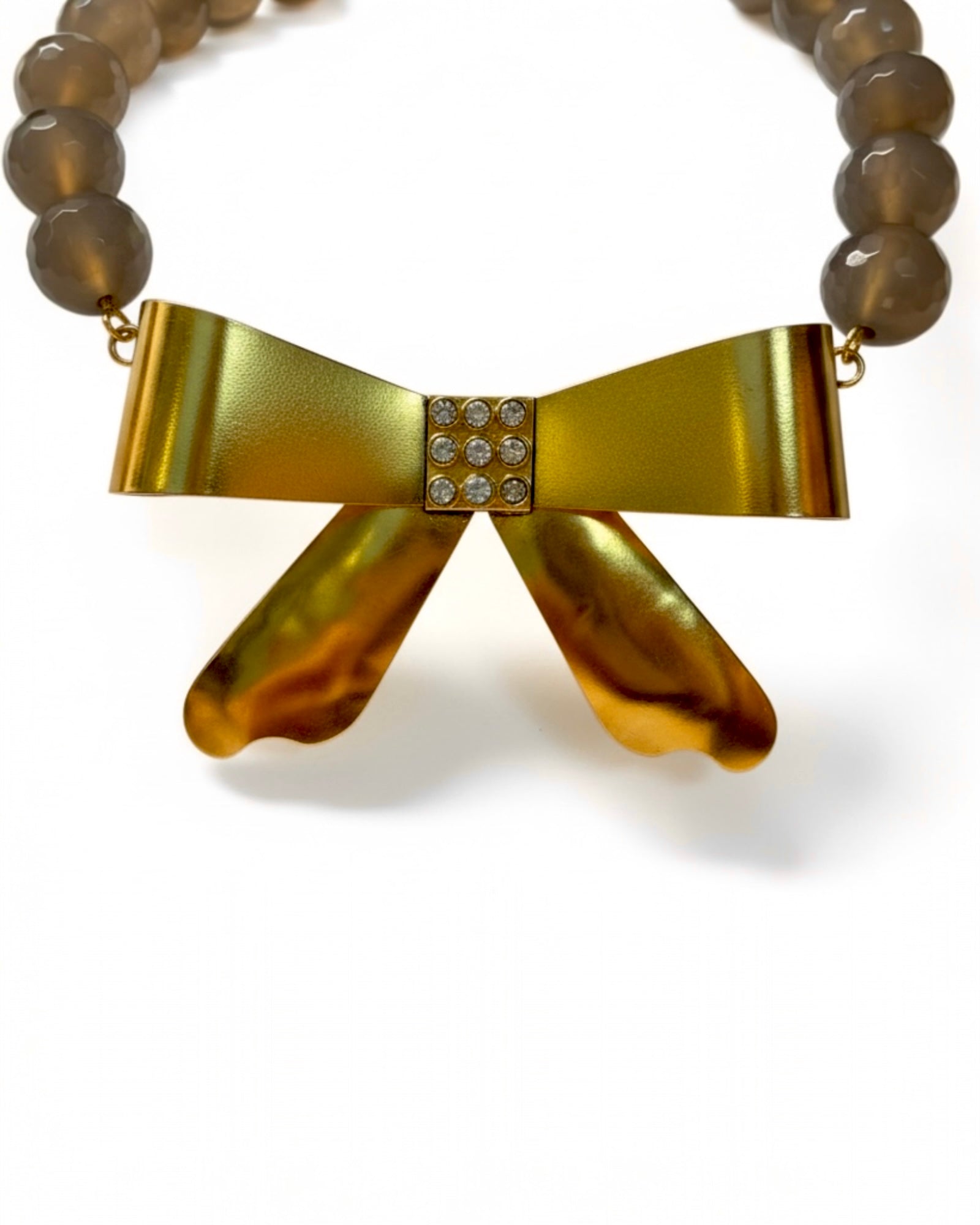 Colar Laço em Prata Dourada