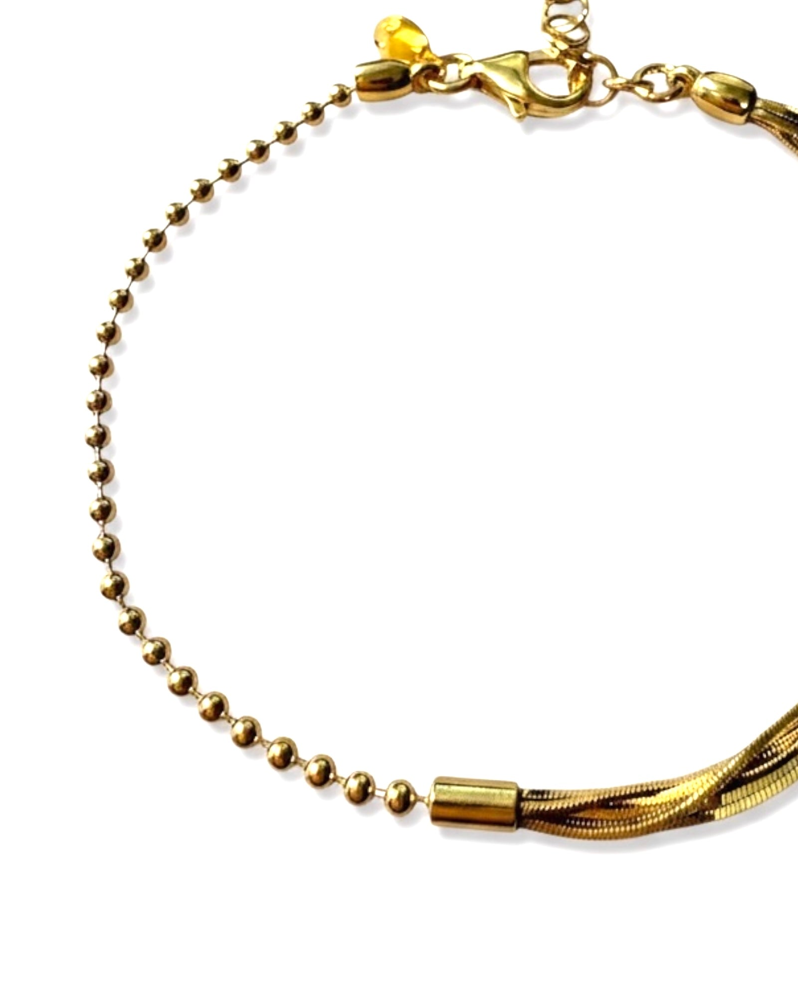 Pulseira com Duas Malhas em Prata Dourada