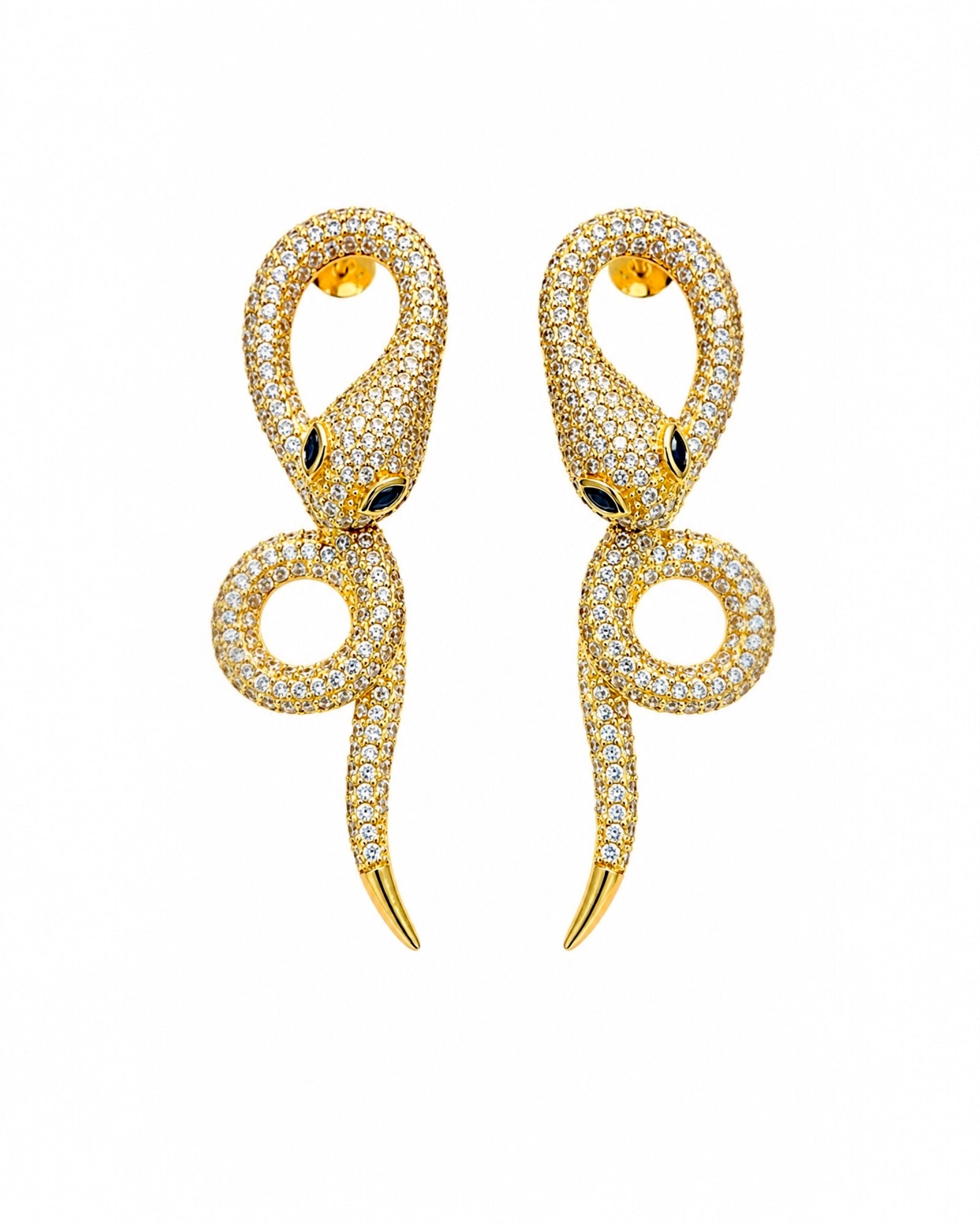 Snake Earrings in Rose Silver