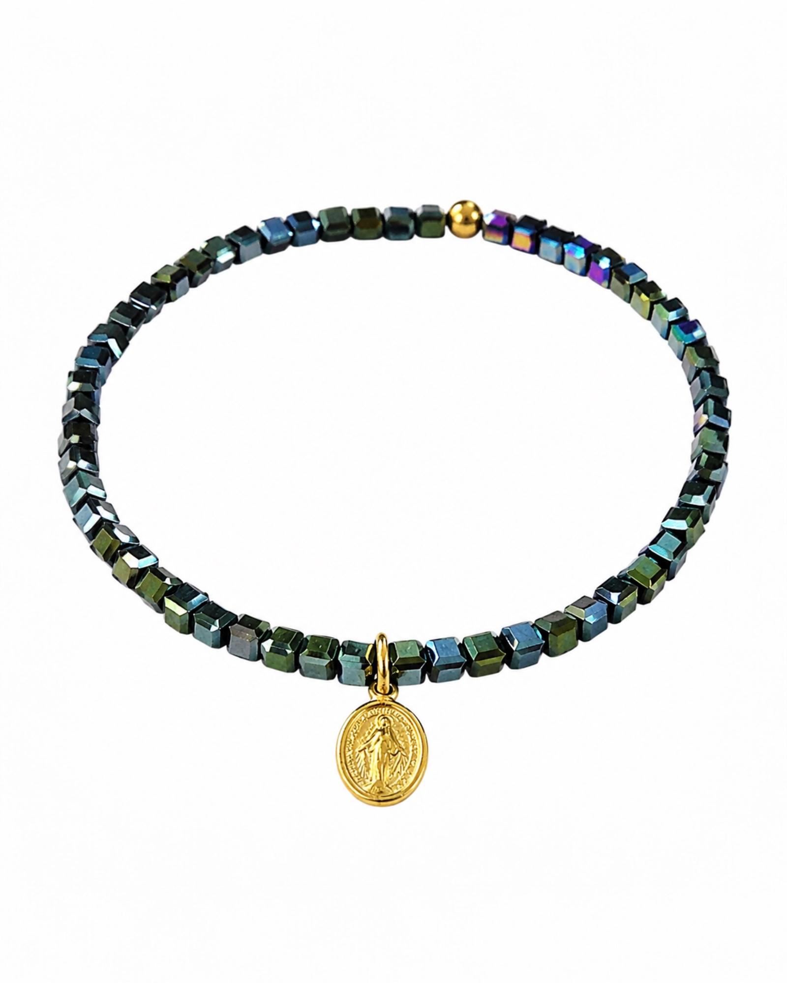 Our Lady of Grace Bracelet with Stones in Gold-Plated Silver