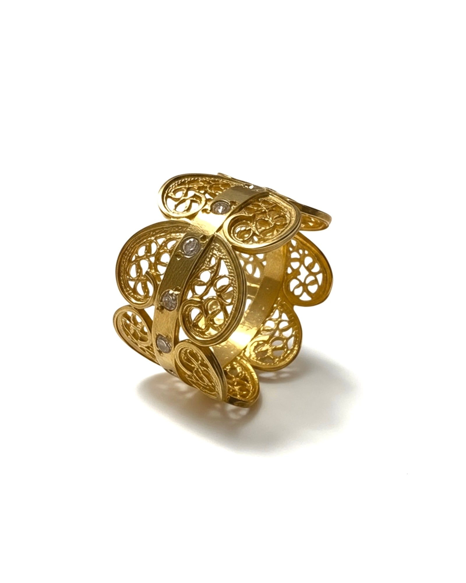Anel de Filigrana em Prata Dourada