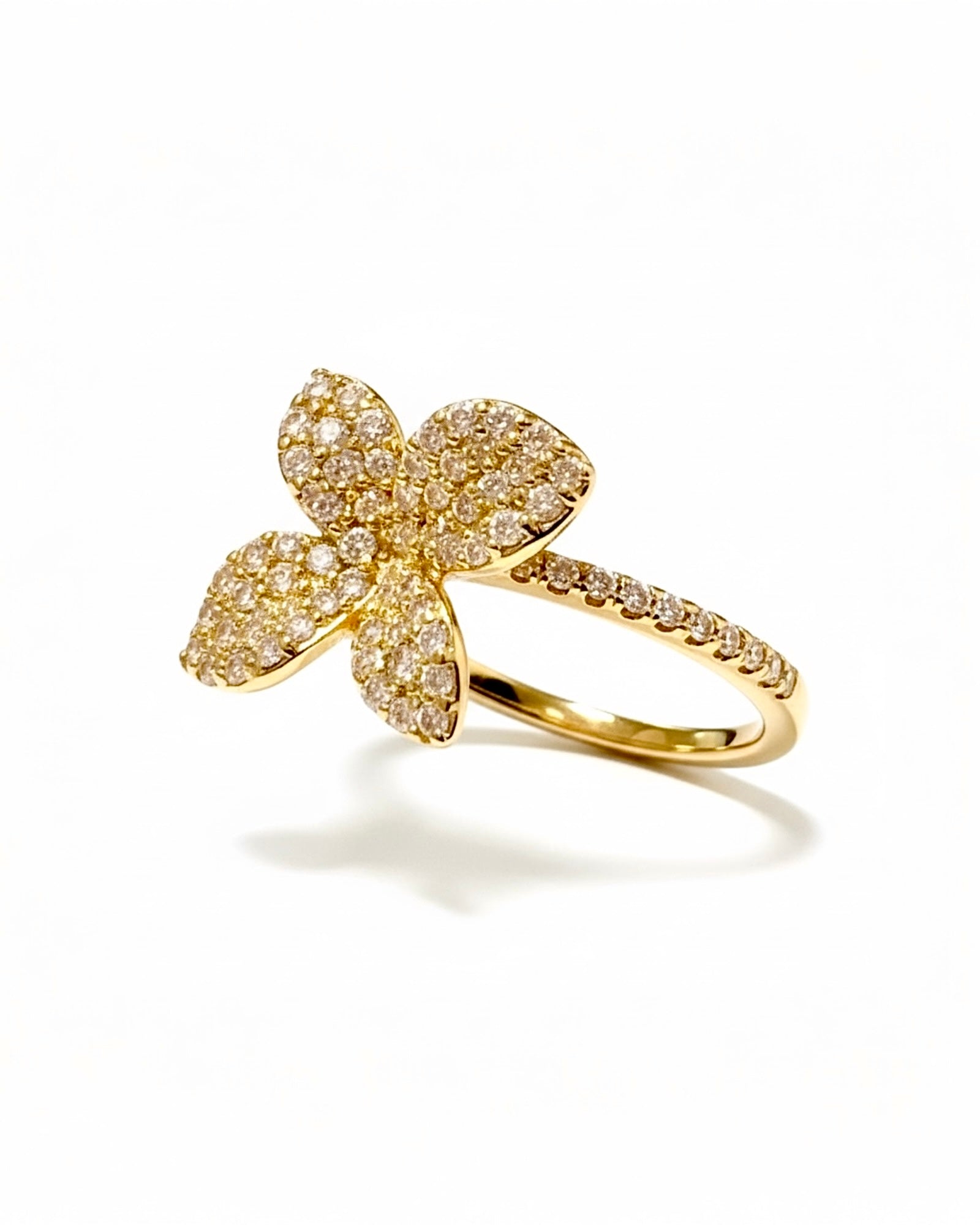 Gold-plated silver petal ring