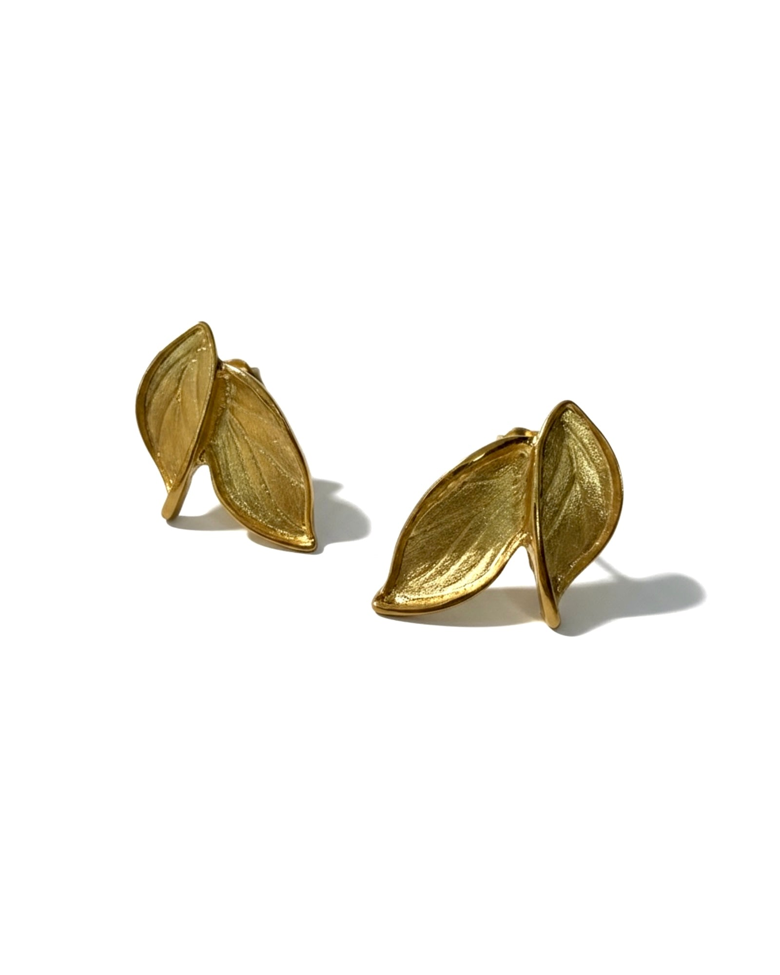 Gold-plated silver petal earrings