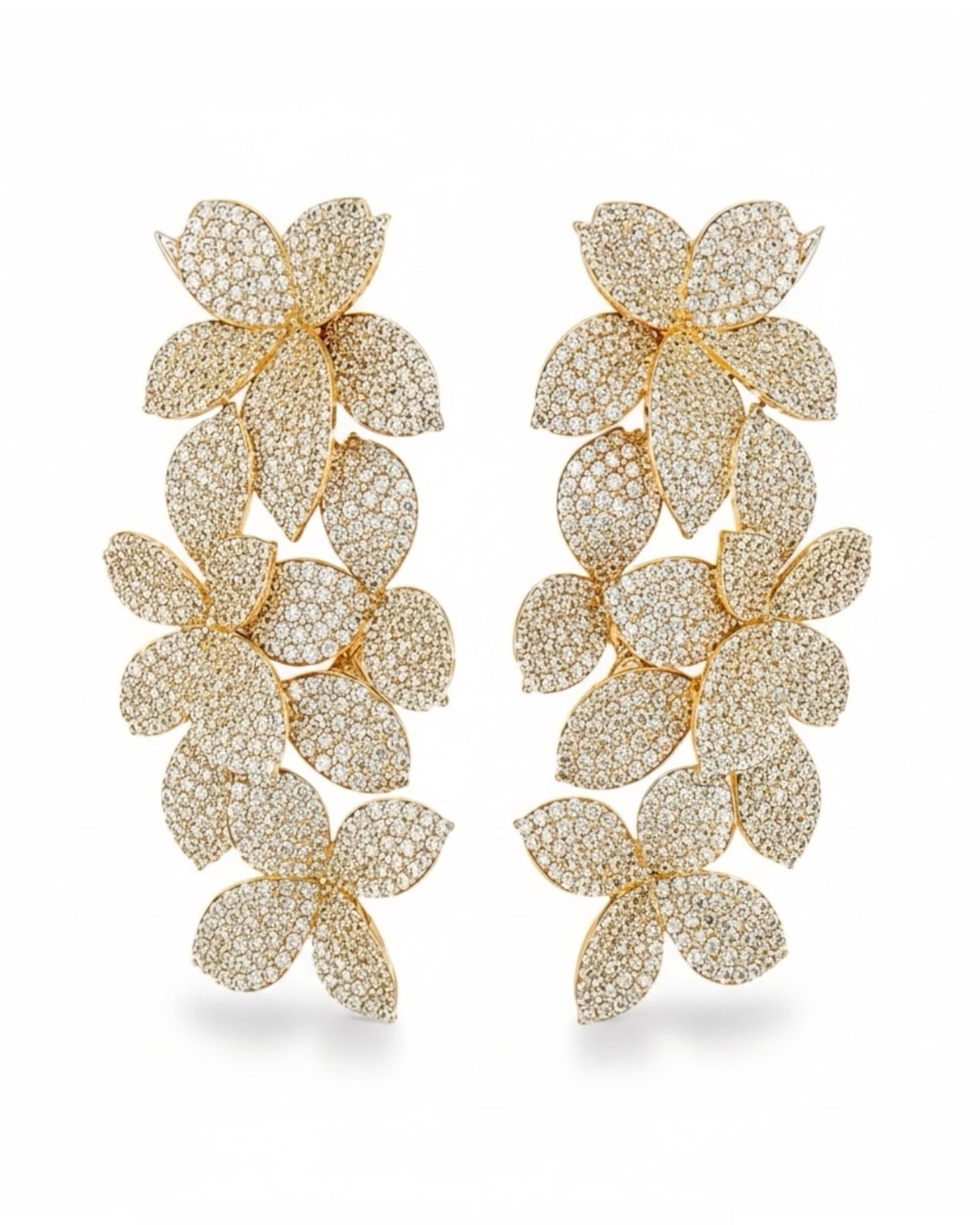 Gold-plated silver petal earrings