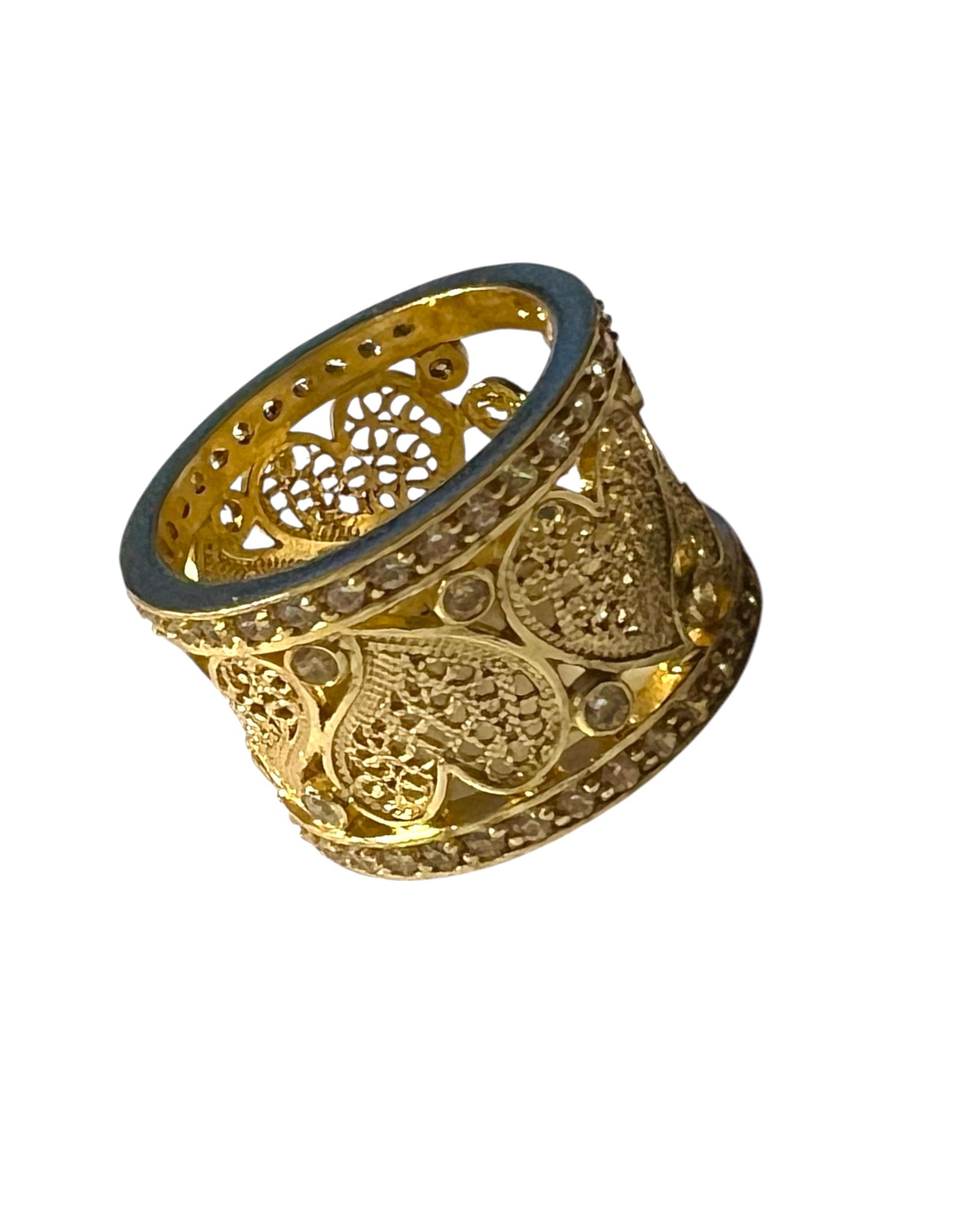 Filigree Hearts Medal in Gold Plated Silver