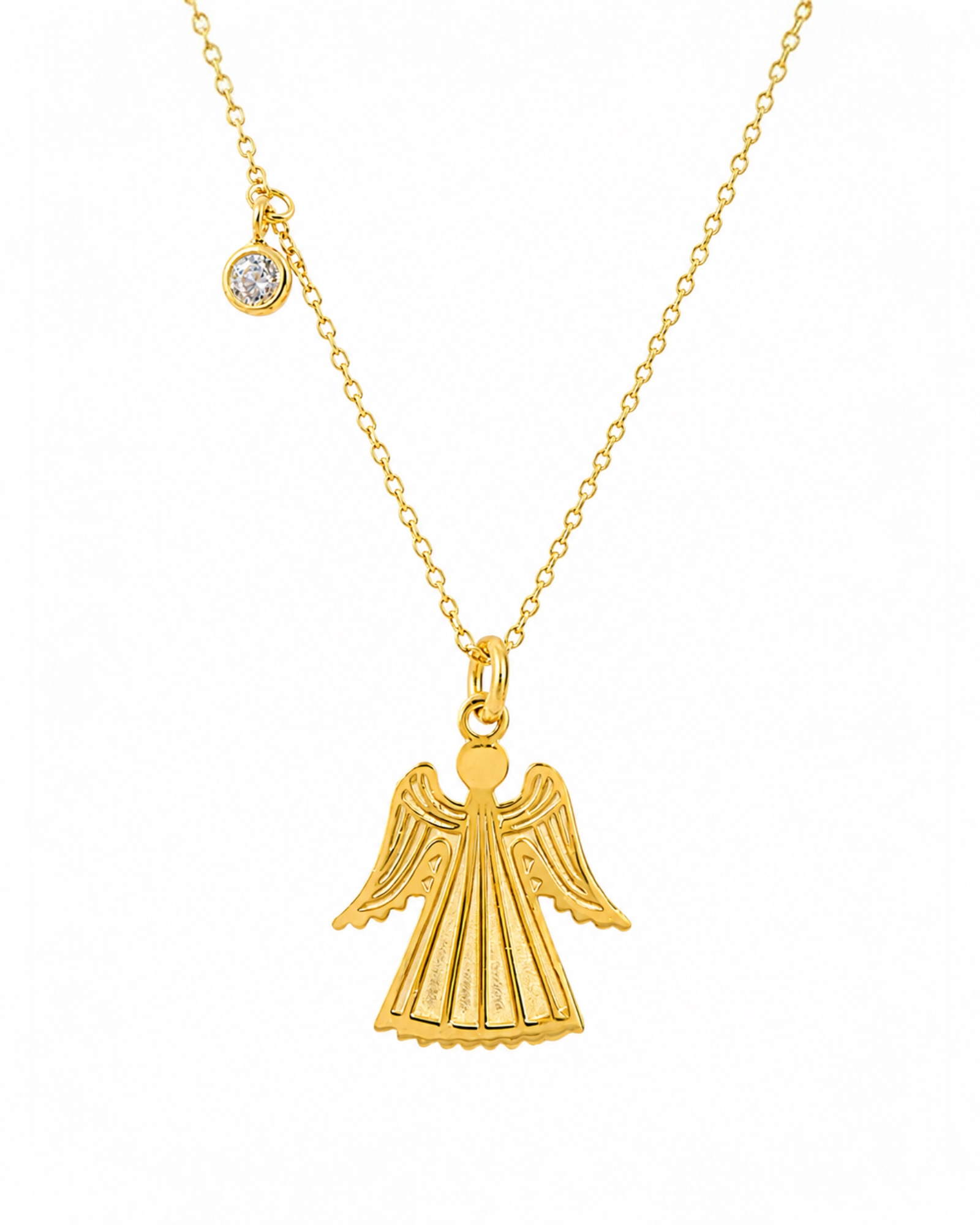 Colar Anjo em Prata Dourada