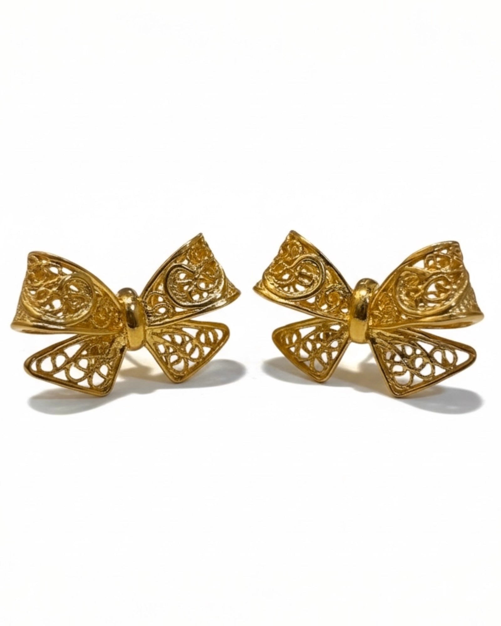 Filigree Bow Earrings in Gold-Plated Silver