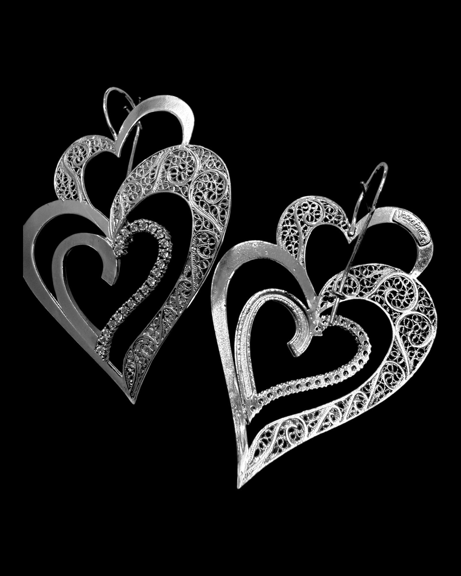 Viana is Love Heart Earrings in Silver