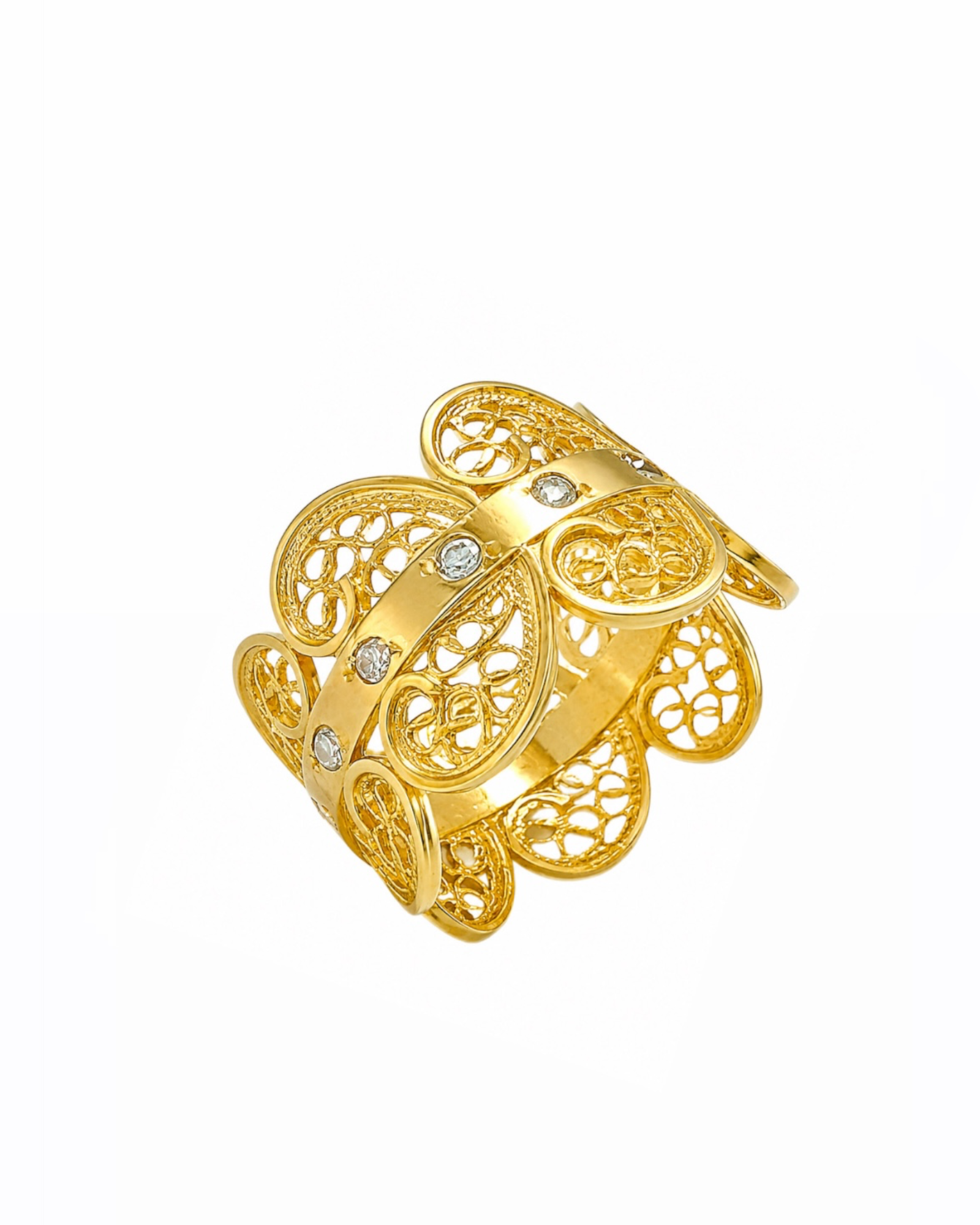 Filigree Ring in Gilded Silver